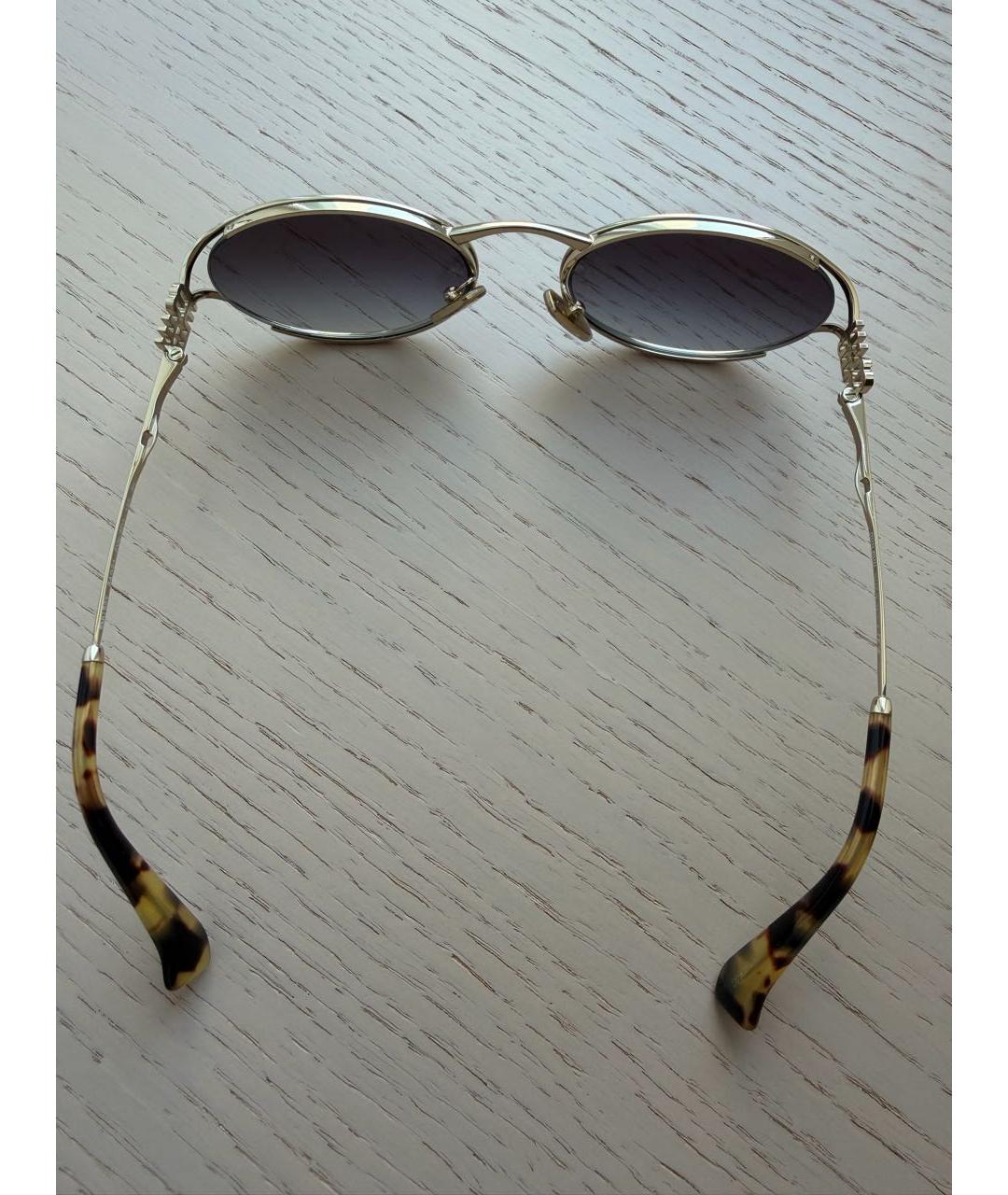 MIU MIU Золотые металлические солнцезащитные очки, фото 2