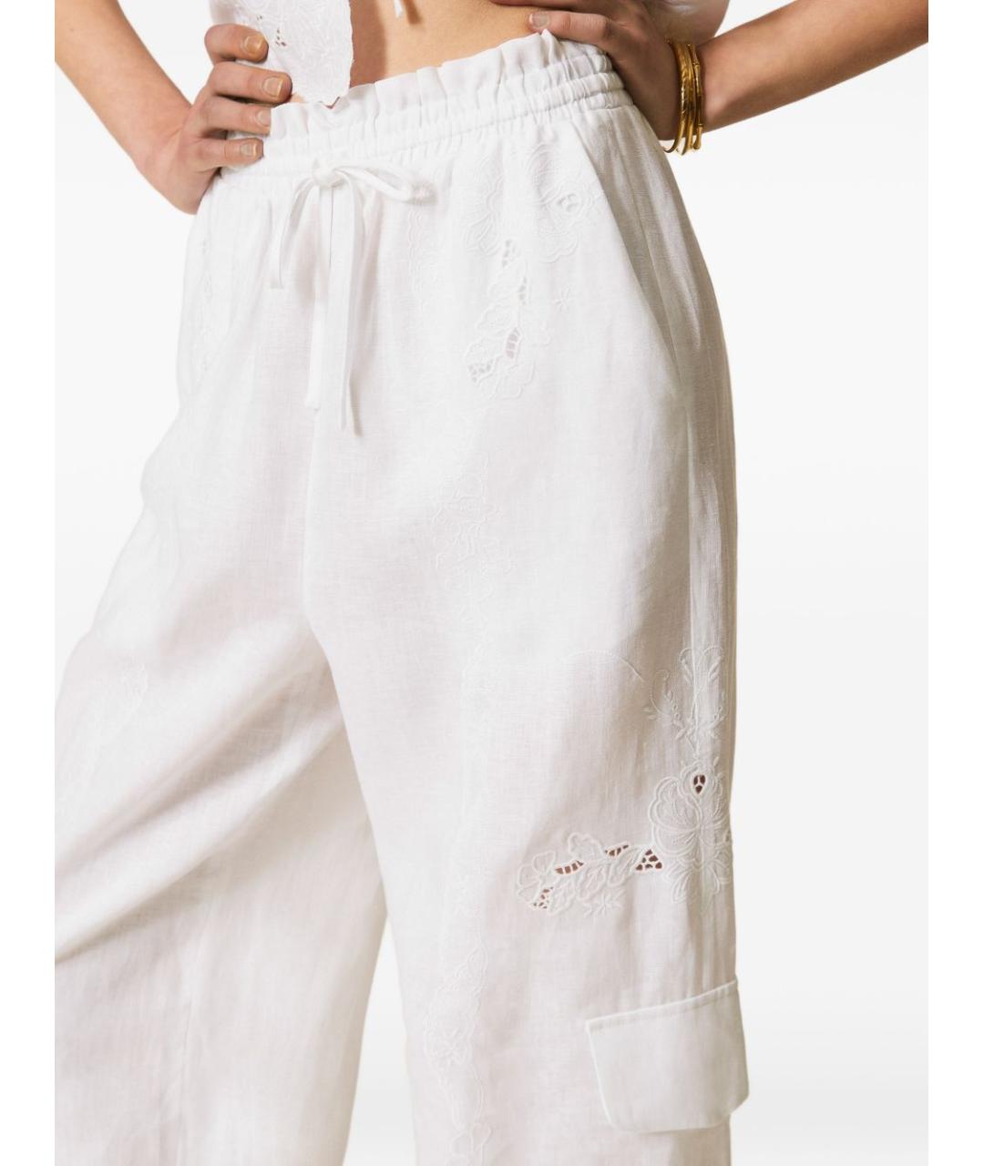 TWIN-SET Белые прямые брюки, фото 2