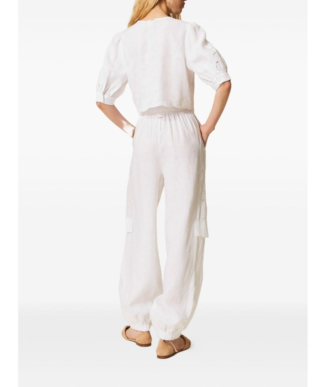 TWIN-SET Белые прямые брюки, фото 4