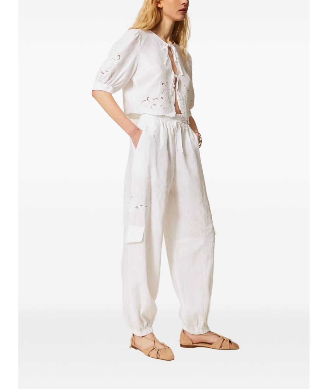 TWIN-SET Белые прямые брюки, фото 3