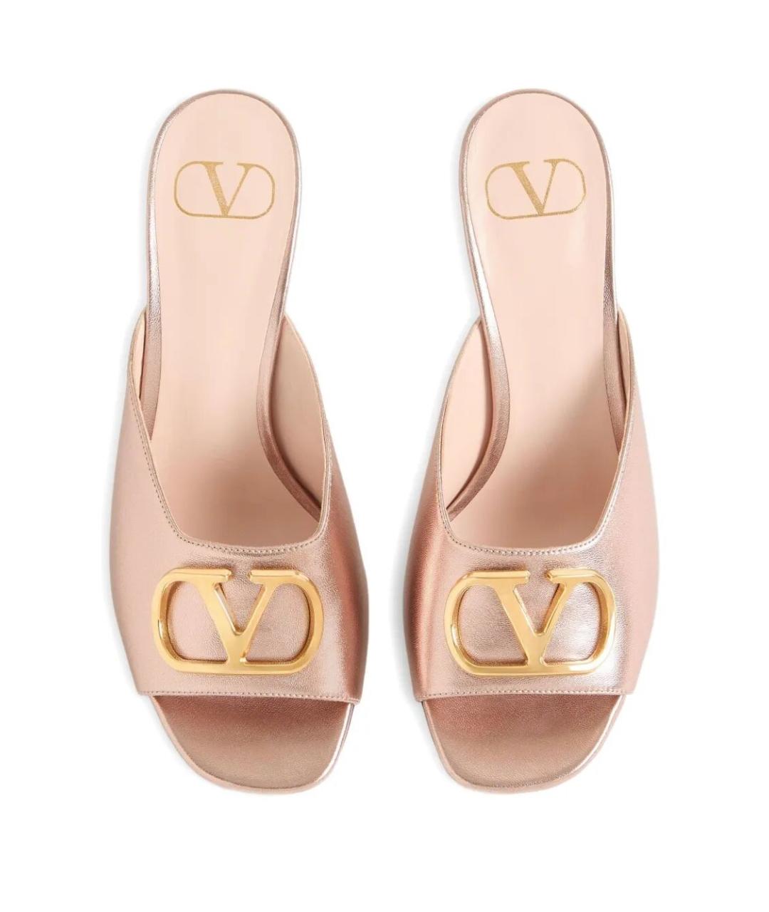 VALENTINO Розовые кожаные мюли, фото 3