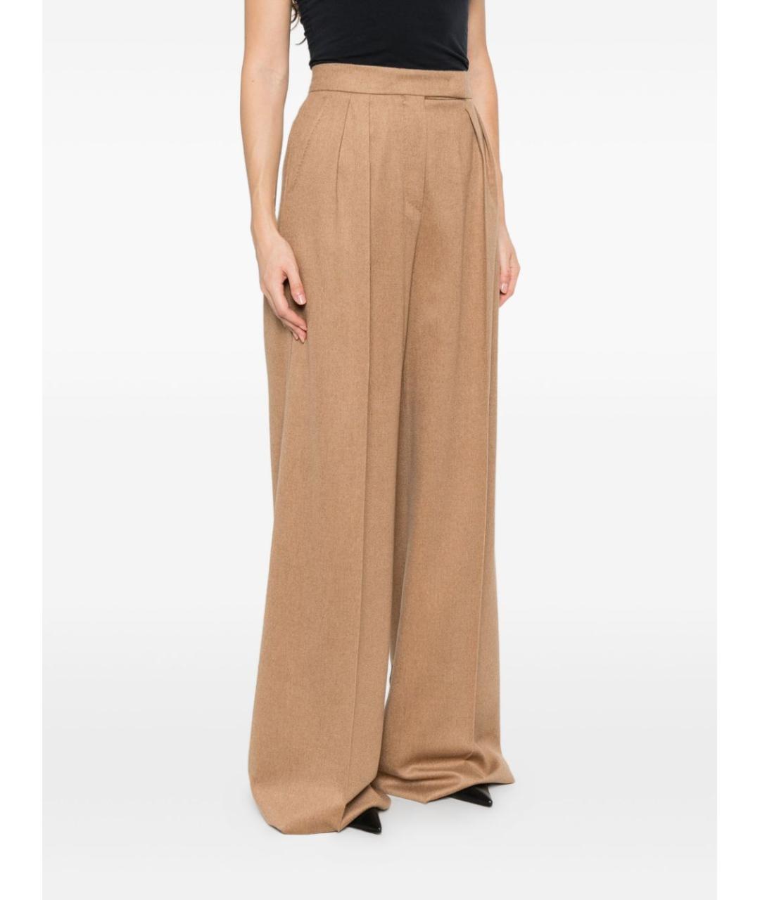 MAX MARA Бежевые шерстяные прямые брюки, фото 5