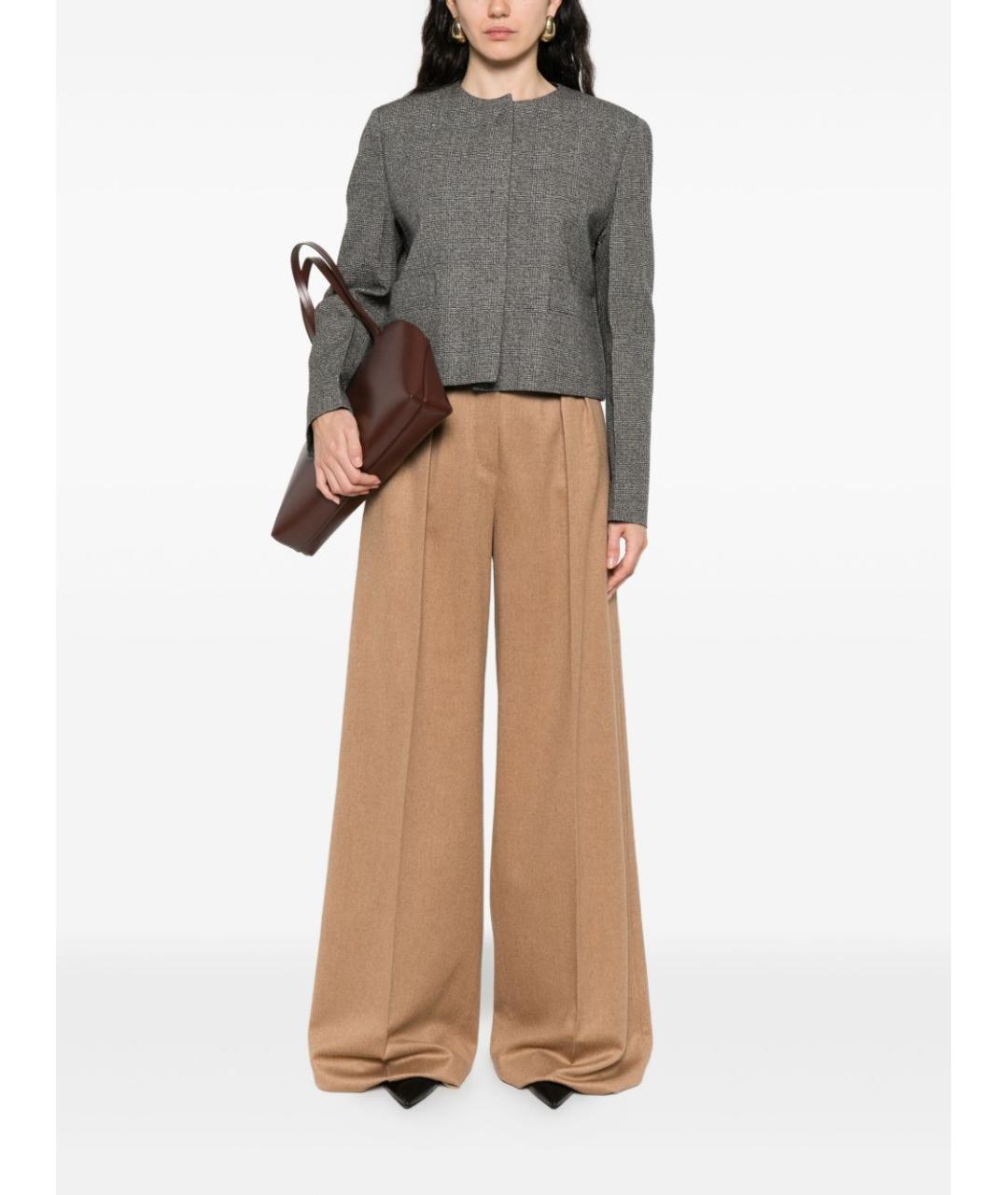 MAX MARA Бежевые шерстяные прямые брюки, фото 4