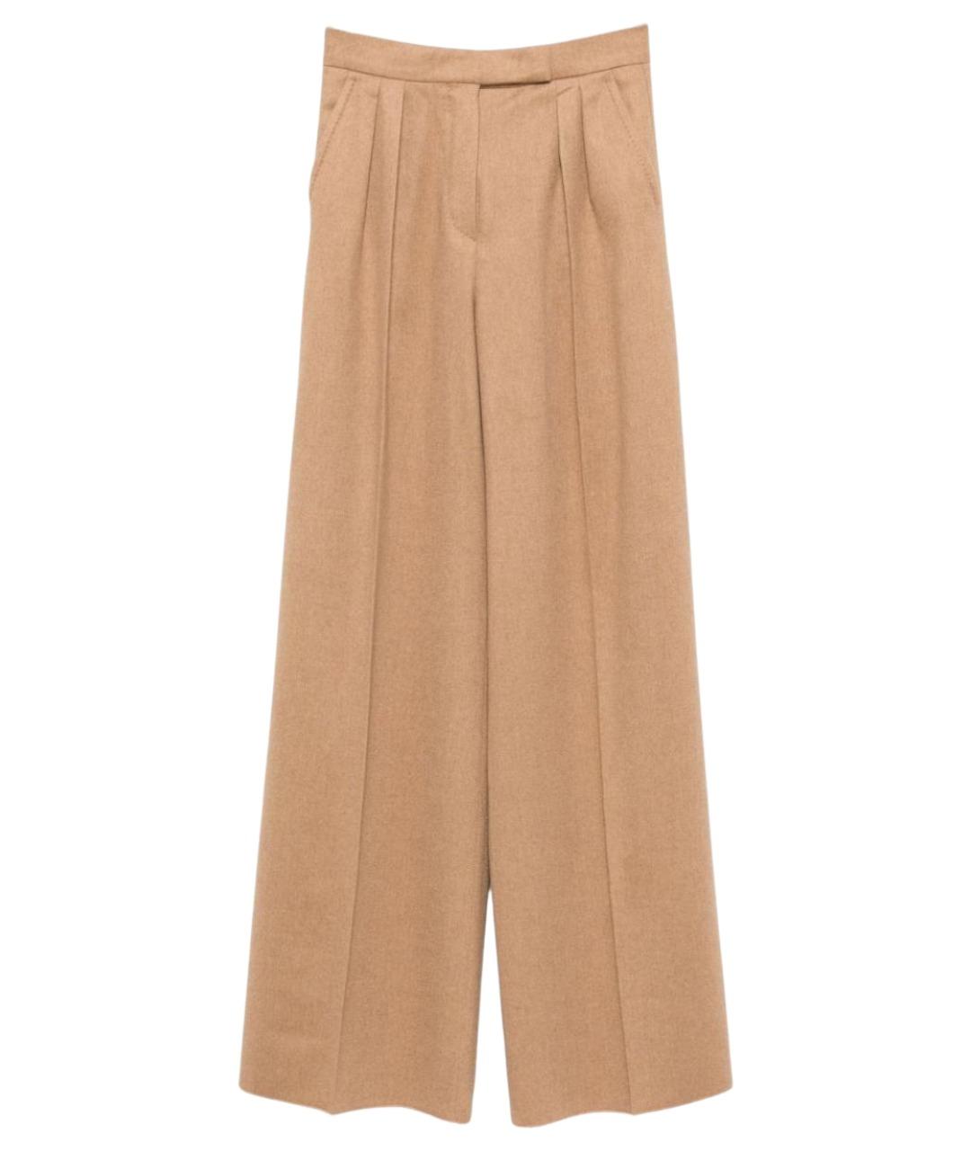 MAX MARA Бежевые шерстяные прямые брюки, фото 1