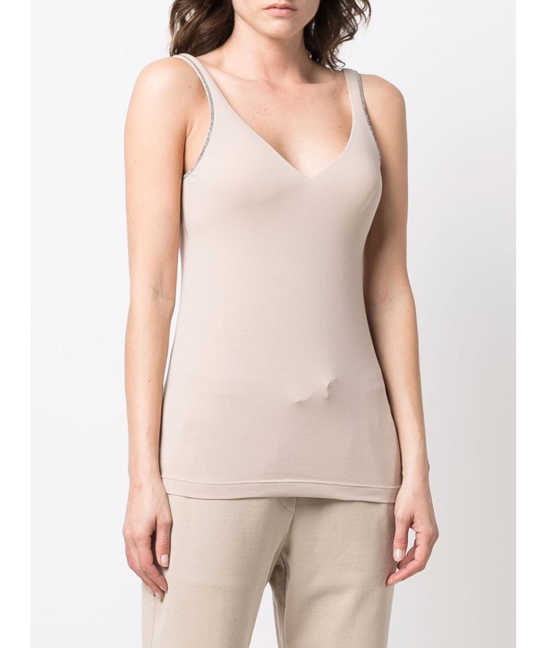 BRUNELLO CUCINELLI Бежевая майка, фото 5