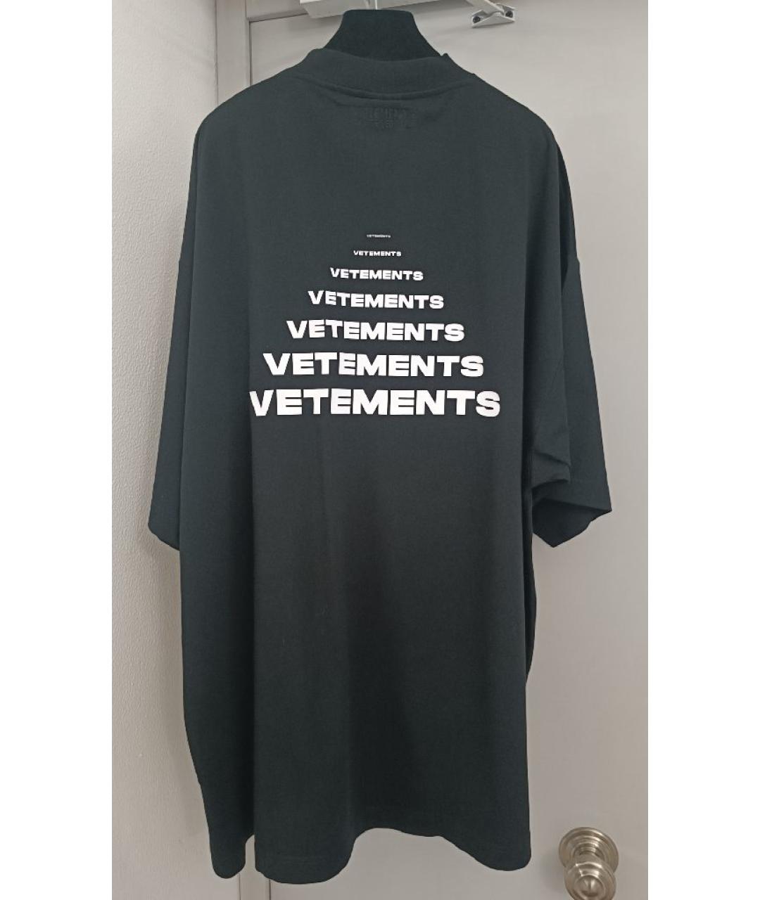VETEMENTS Черная хлопковая футболка, фото 2
