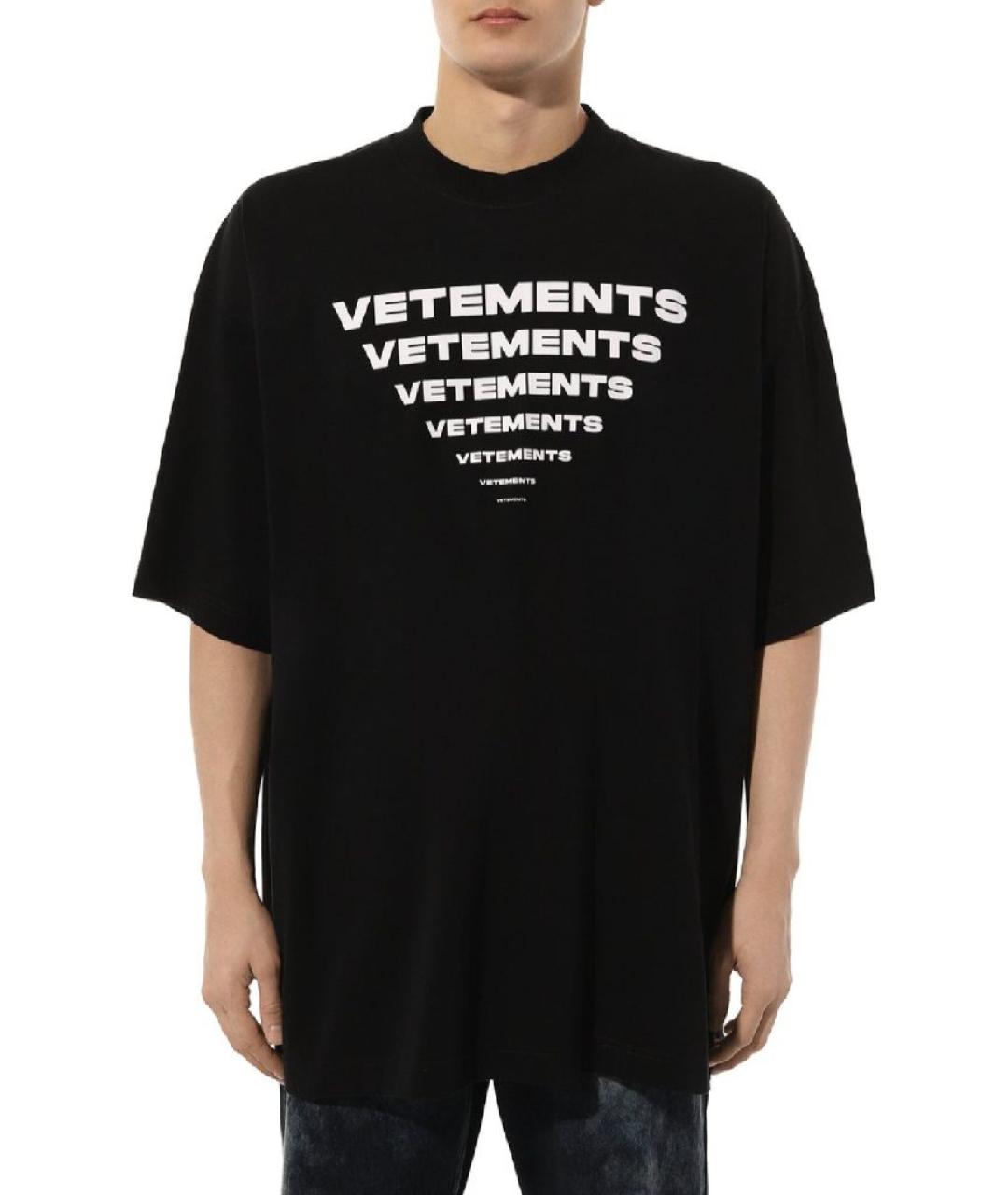 VETEMENTS Черная хлопковая футболка, фото 6