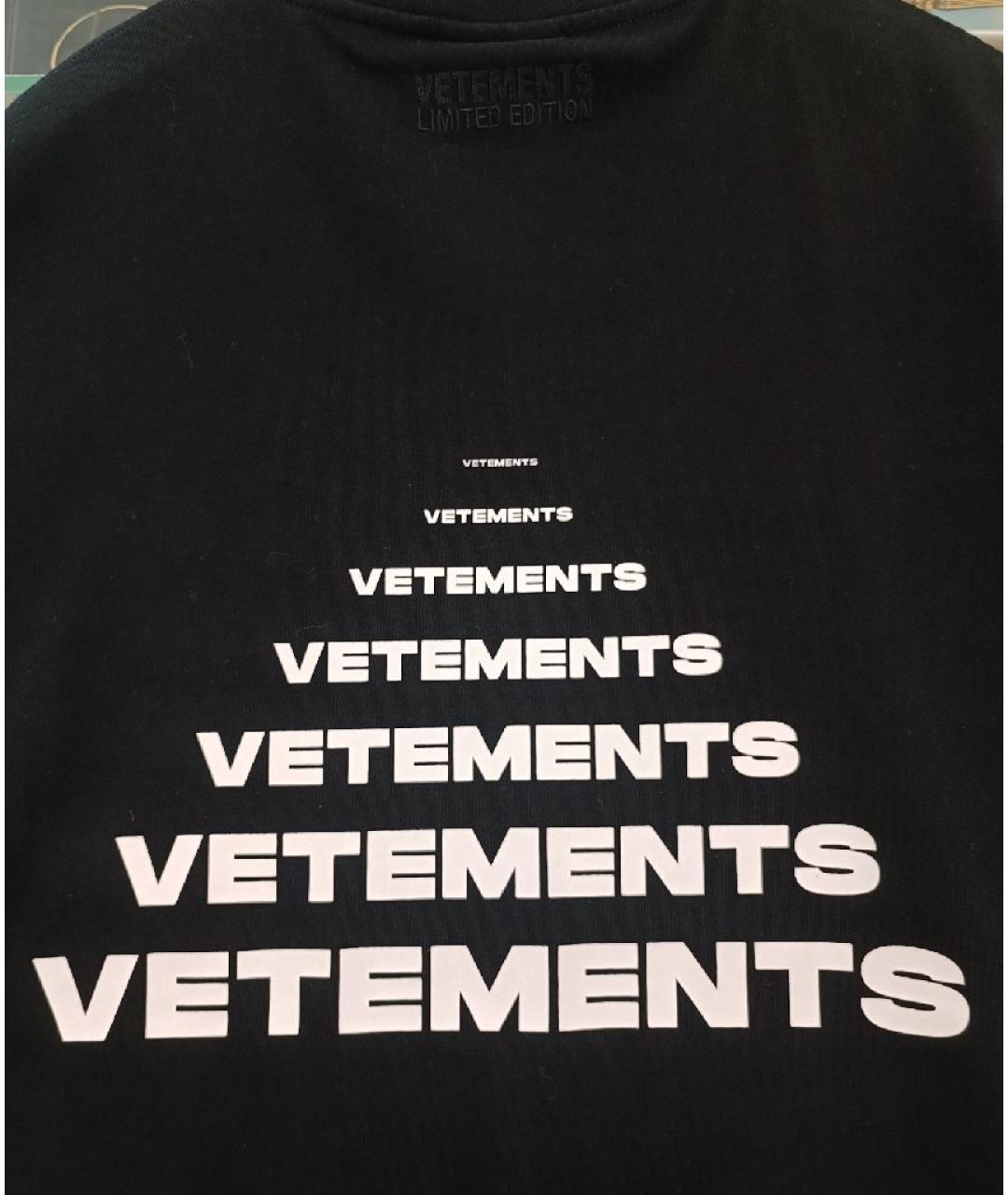 VETEMENTS Черная хлопковая футболка, фото 5