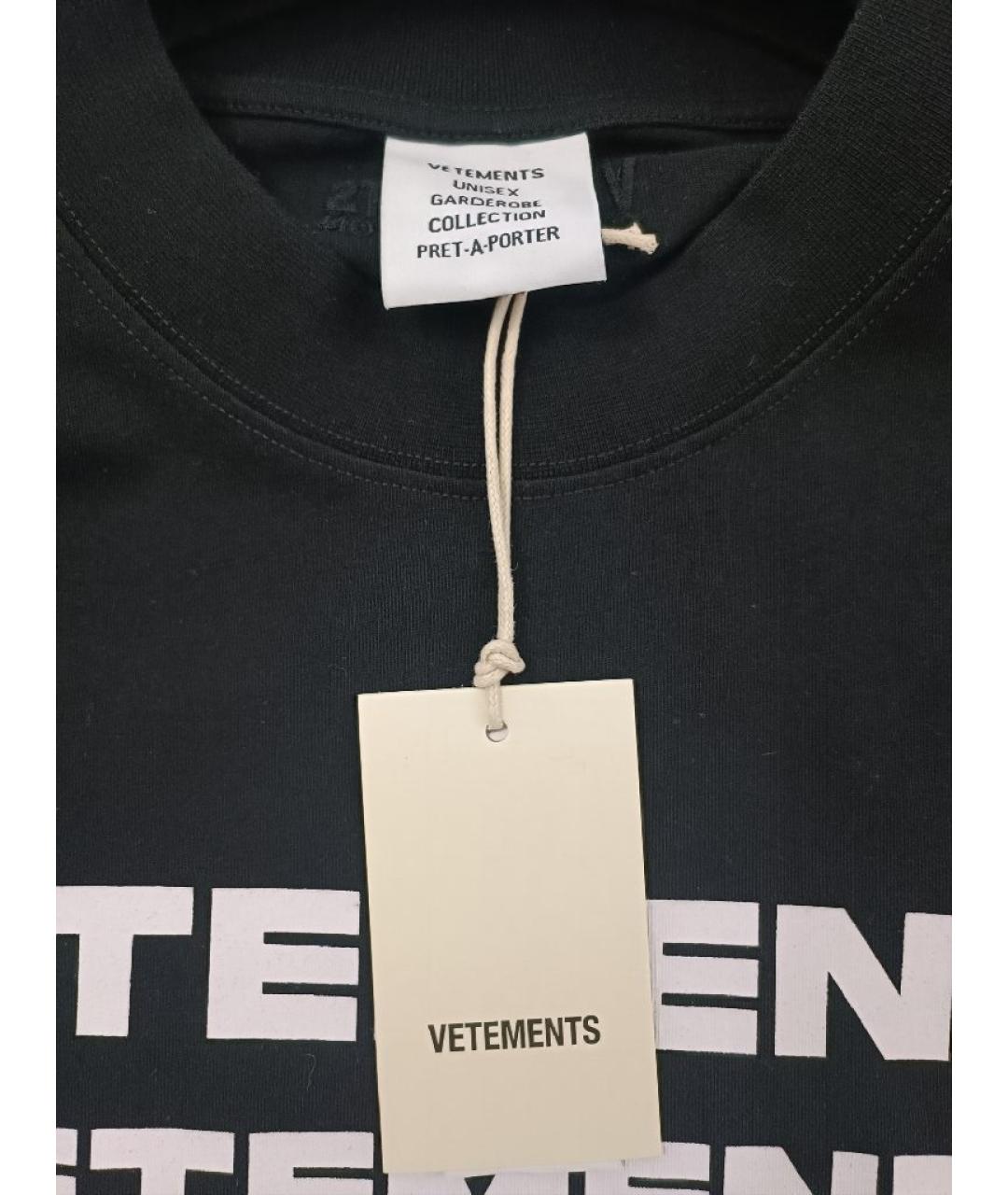 VETEMENTS Черная хлопковая футболка, фото 3