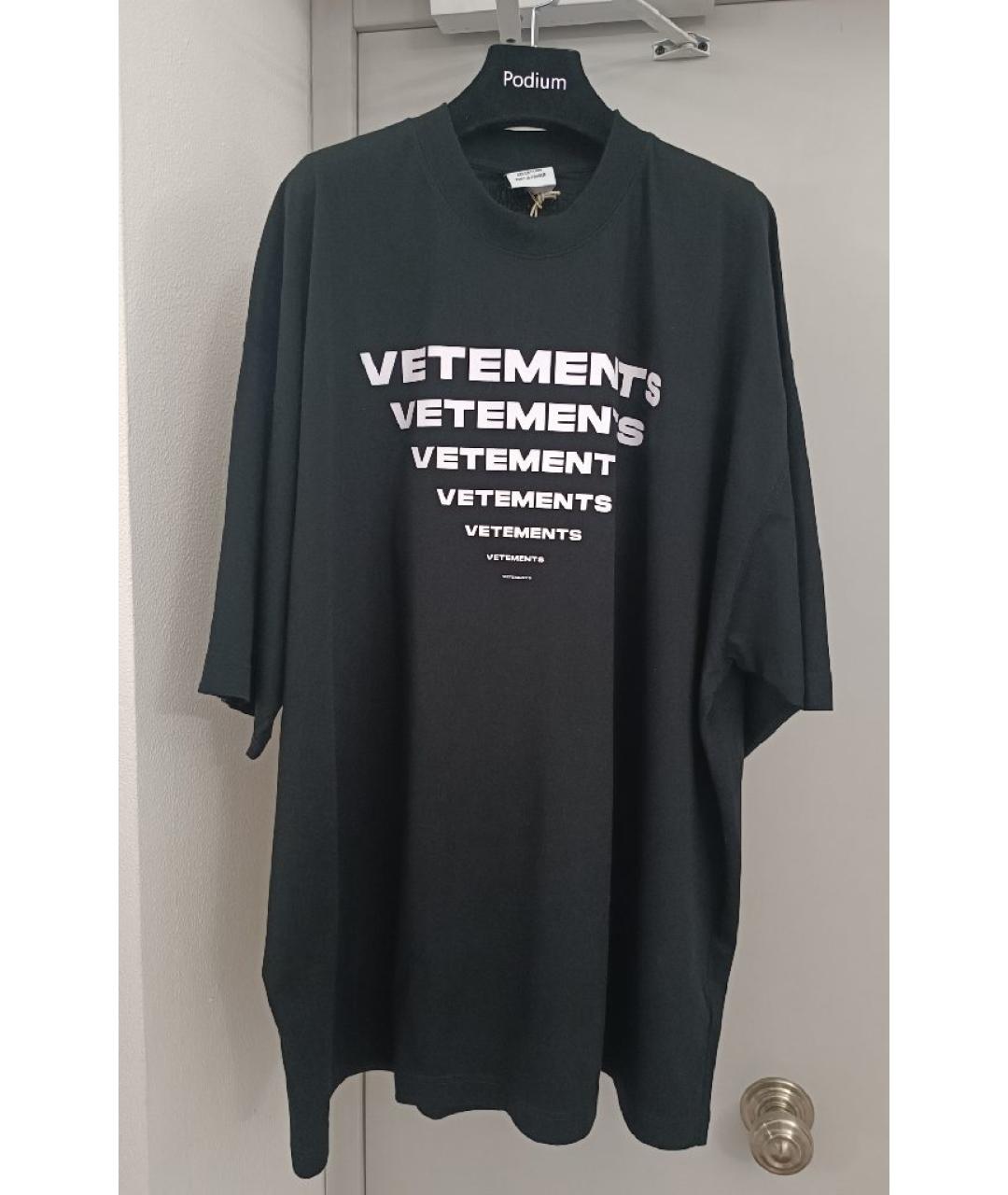 VETEMENTS Черная хлопковая футболка, фото 8