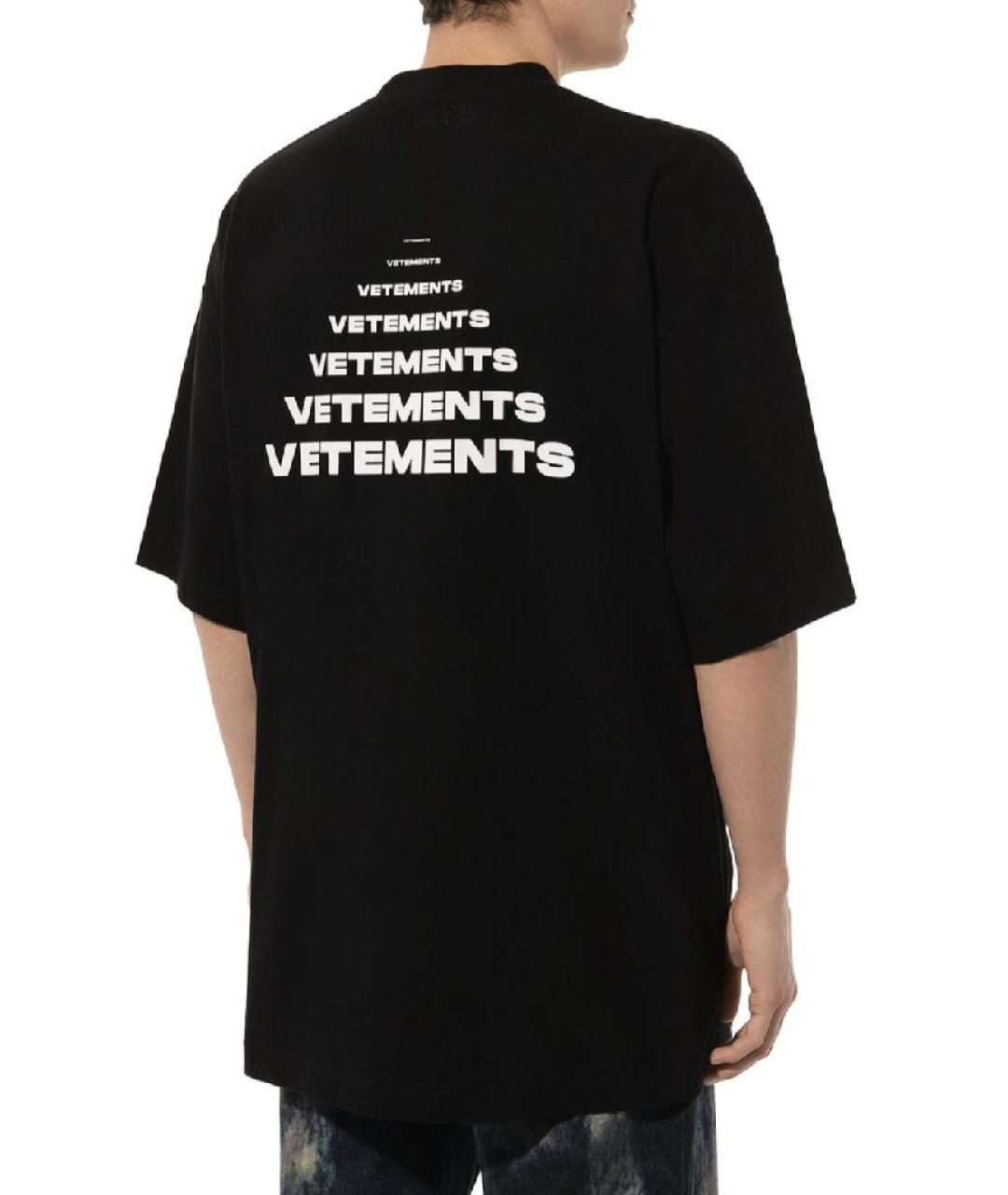 VETEMENTS Черная хлопковая футболка, фото 7