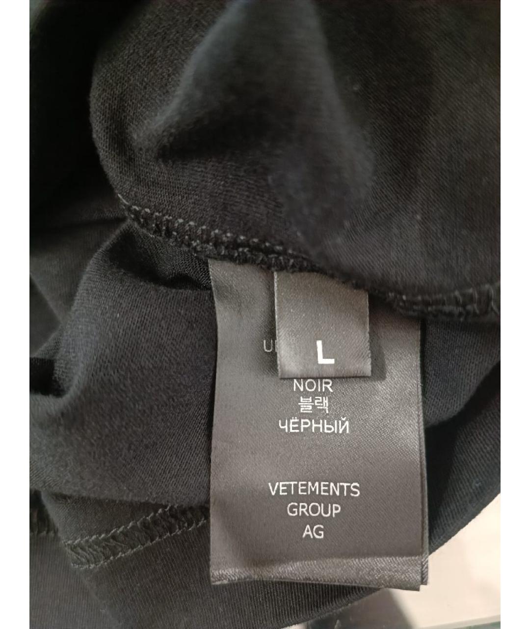 VETEMENTS Черная хлопковая футболка, фото 4