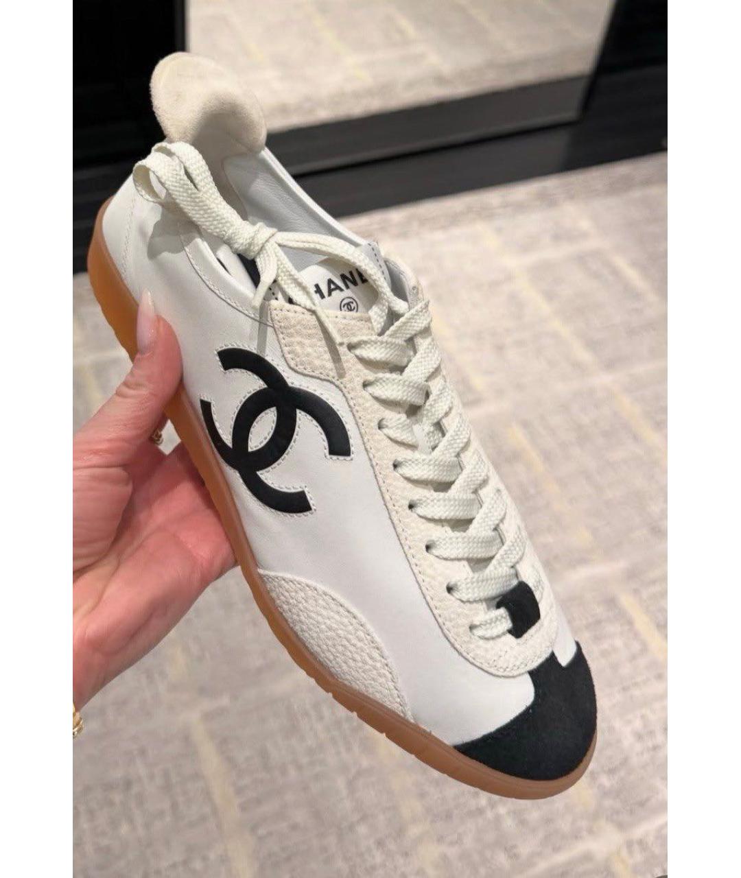 CHANEL Белые кожаные кеды, фото 5