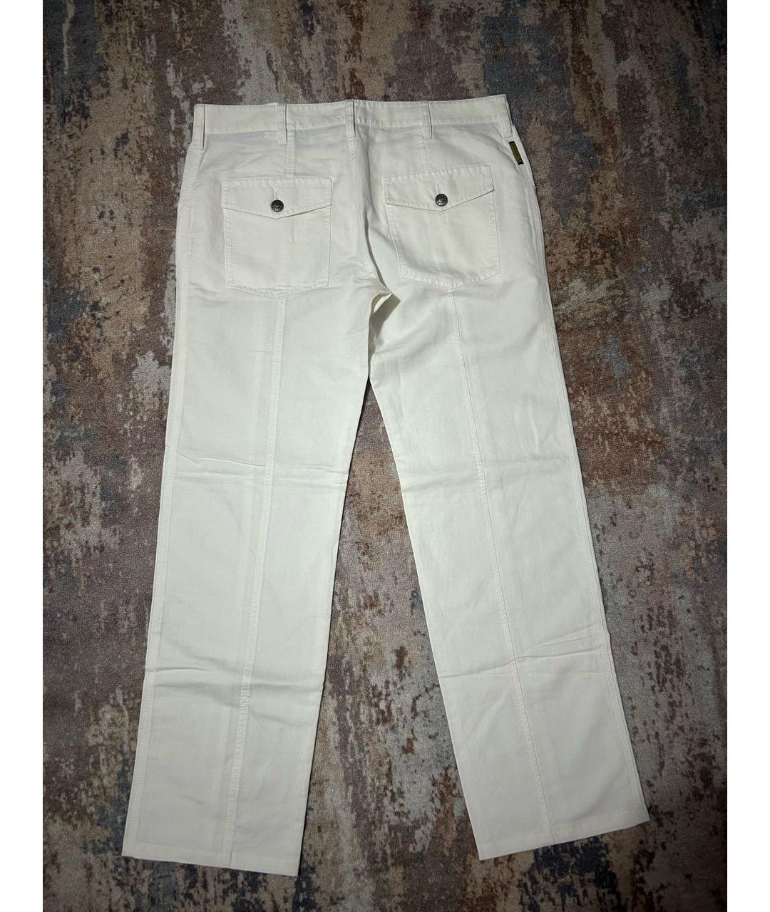 ARMANI JEANS Белые хлопко-леновые прямые джинсы, фото 9