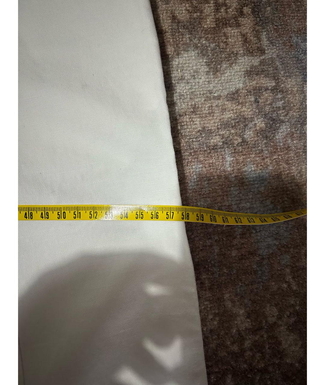 ARMANI JEANS Белые хлопко-леновые прямые джинсы, фото 8