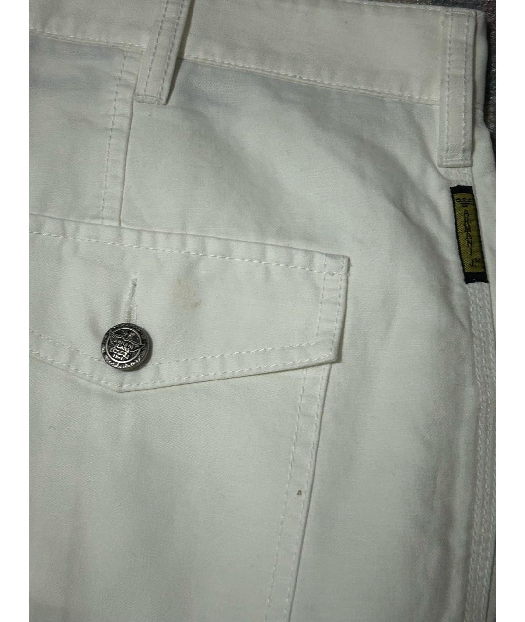 ARMANI JEANS Белые хлопко-леновые прямые джинсы, фото 5