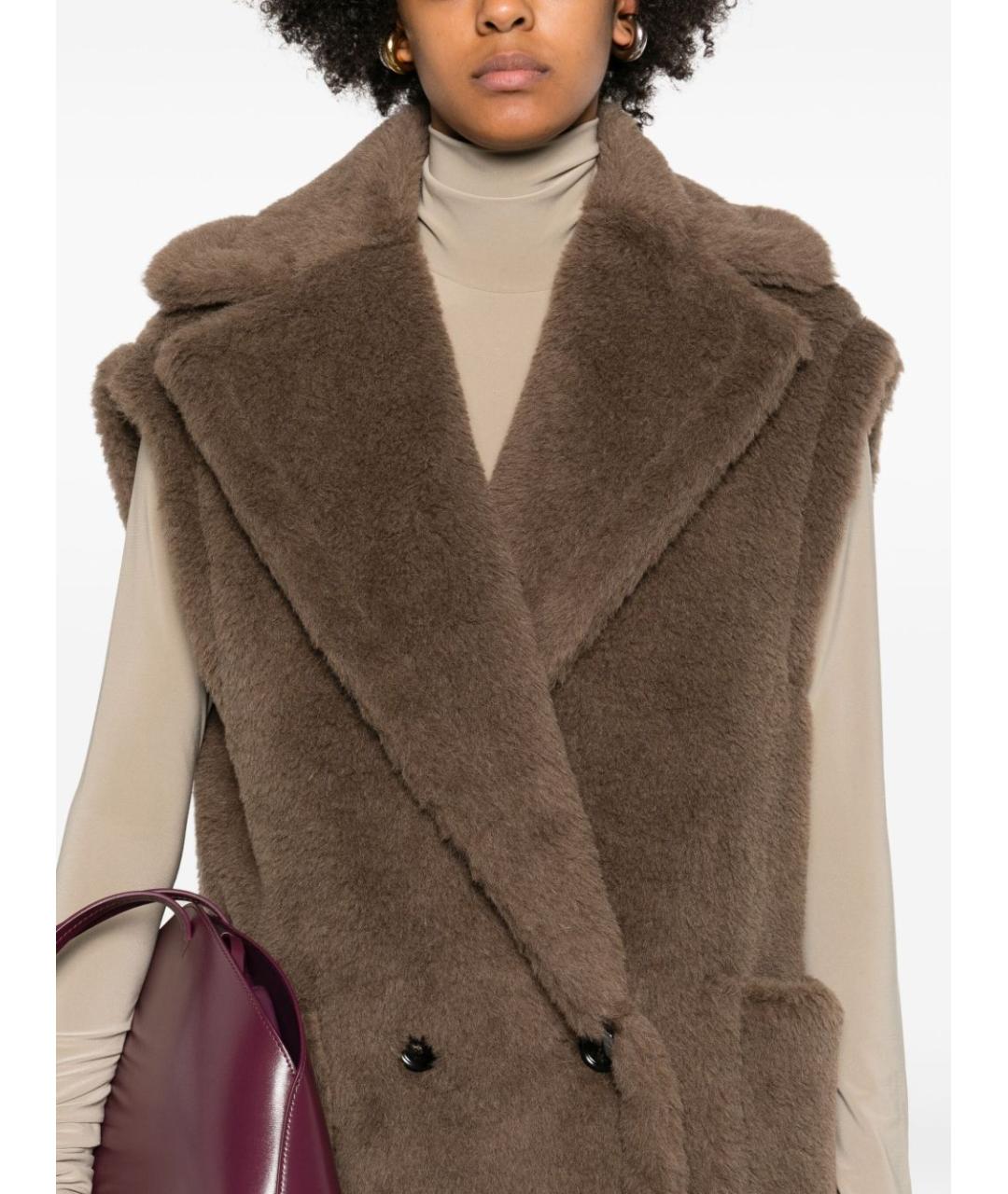 MAX MARA Коричневый шерстяной жилет, фото 6