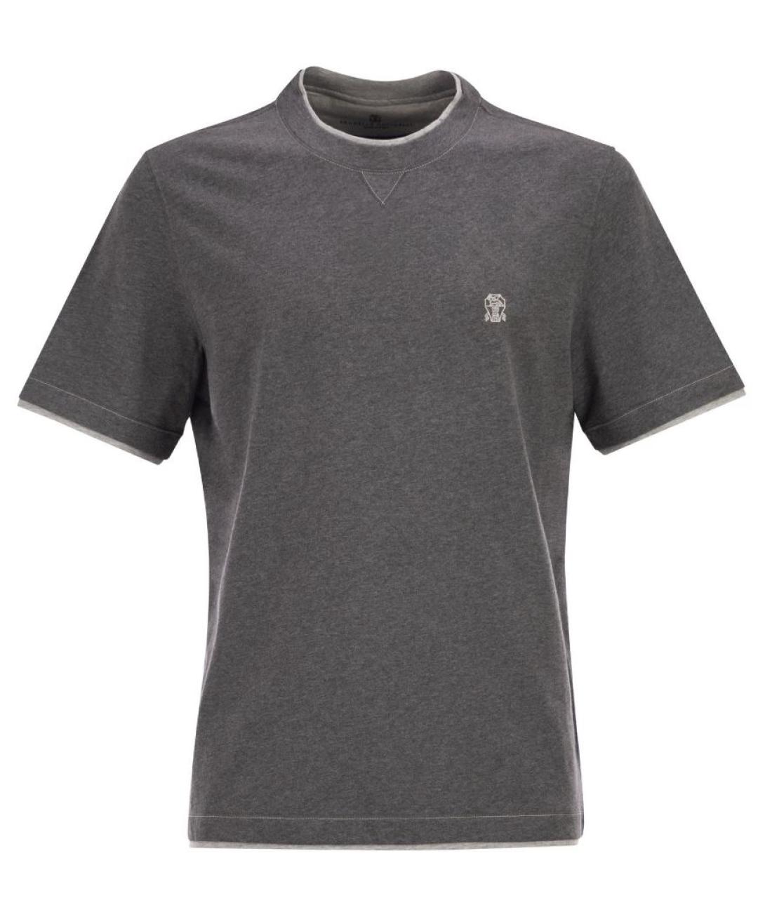 BRUNELLO CUCINELLI Серая хлопковая футболка, фото 1