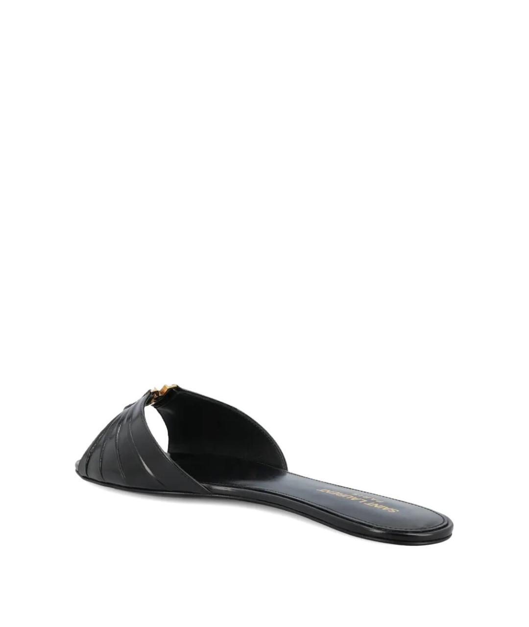 SAINT LAURENT Черные кожаные шлепанцы, фото 4