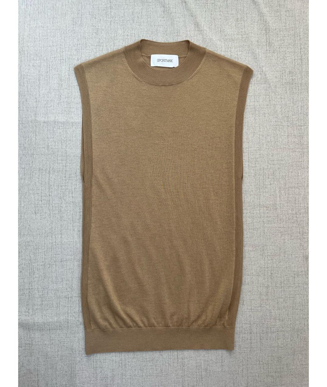 SPORTMAX Бежевая шерстяная жилетка, фото 2