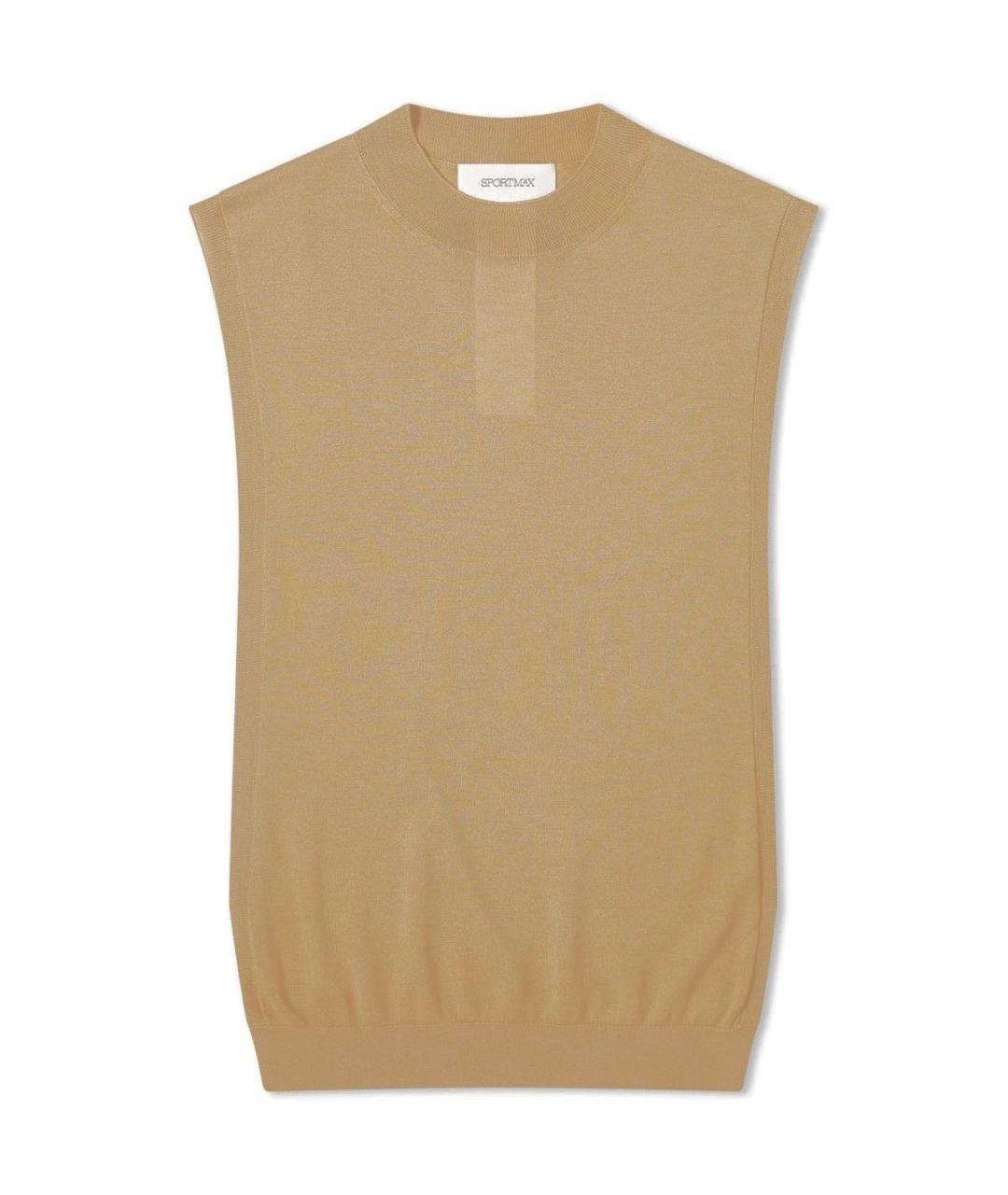 SPORTMAX Бежевая шерстяная жилетка, фото 9