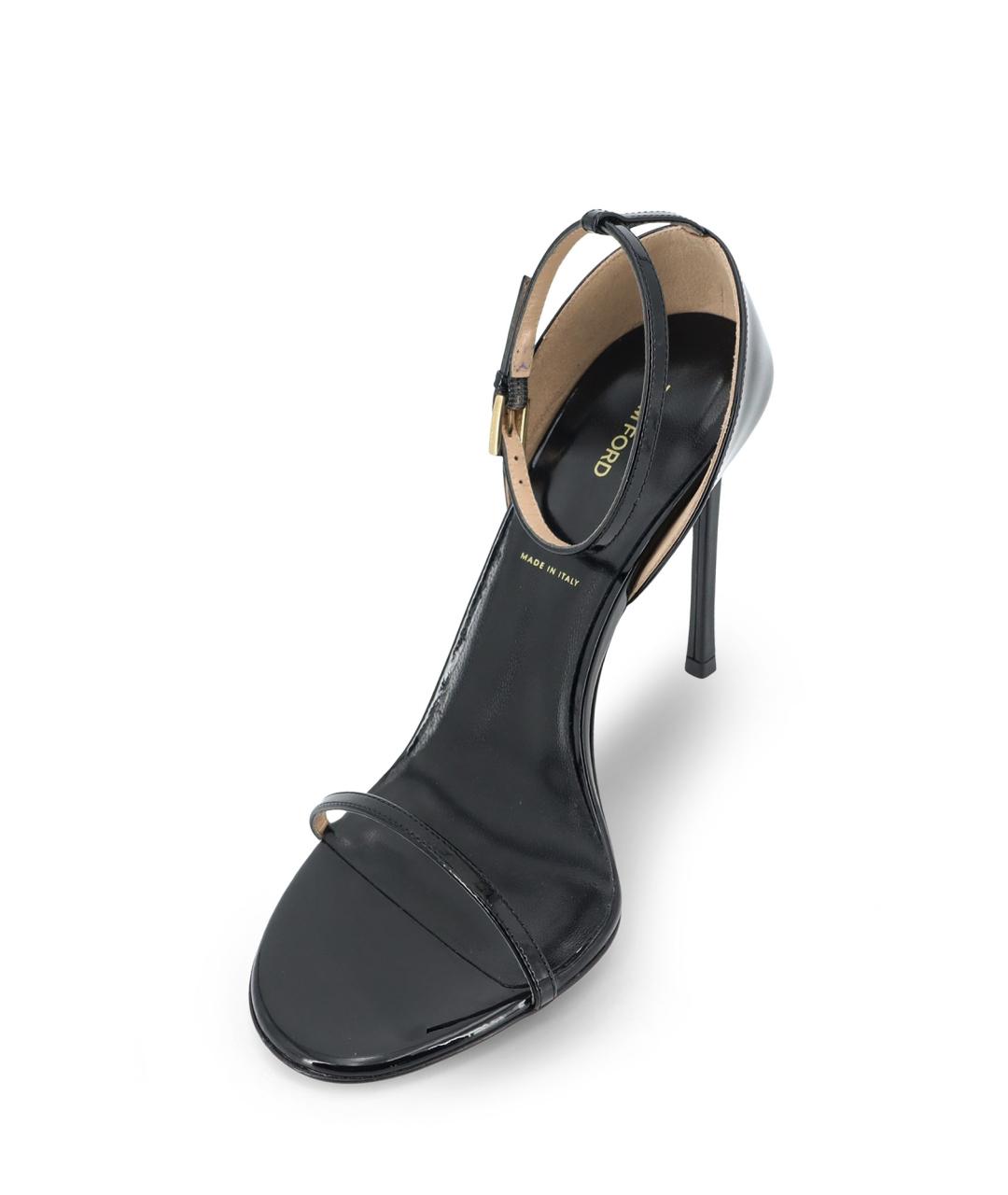 TOM FORD Черные босоножки из лакированной кожи, фото 4