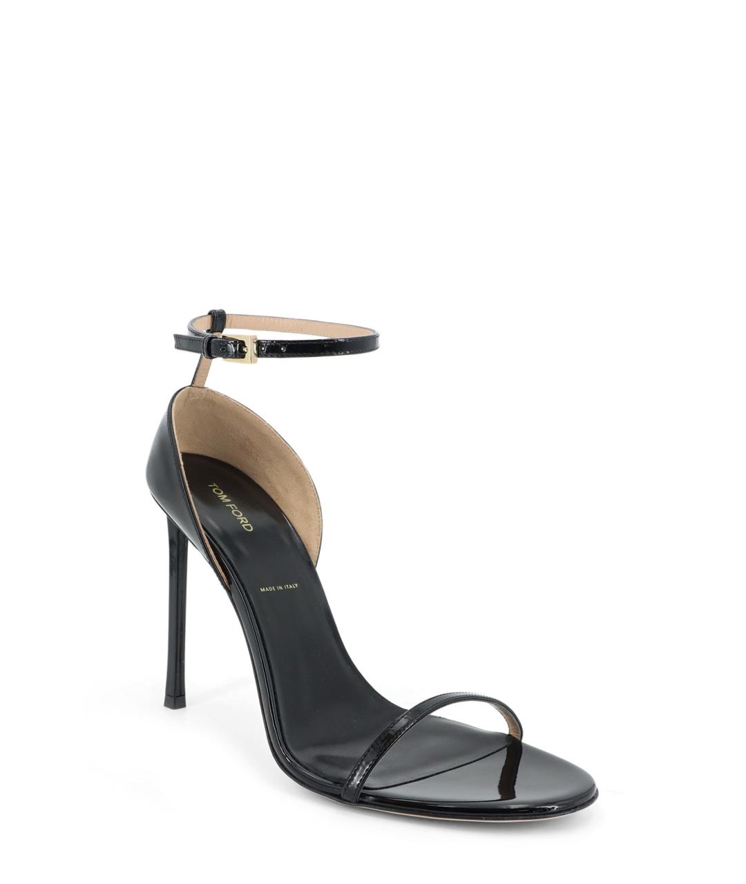 TOM FORD Черные босоножки из лакированной кожи, фото 2