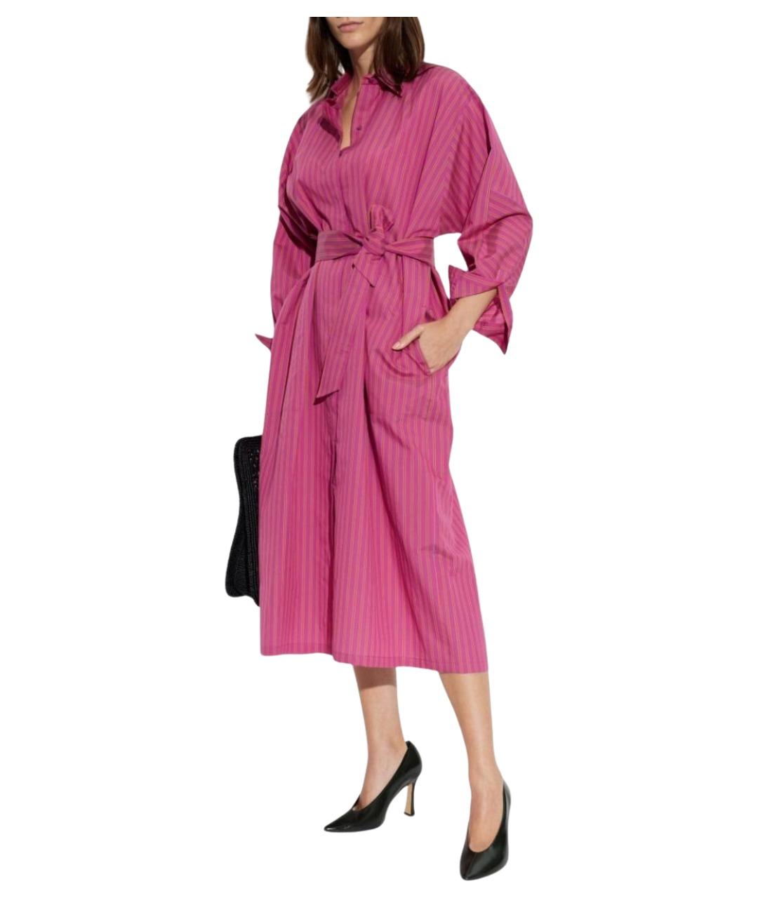 MAX MARA Фуксия хлопковое повседневное платье, фото 3