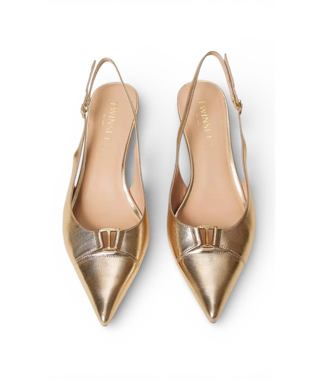 TWIN-SET Золотые кожаные туфли, фото 3