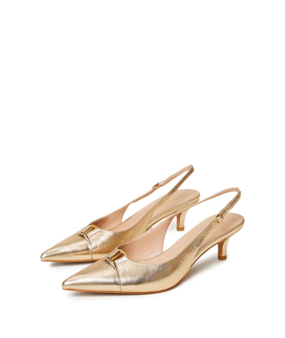 TWIN-SET Золотые кожаные туфли, фото 2