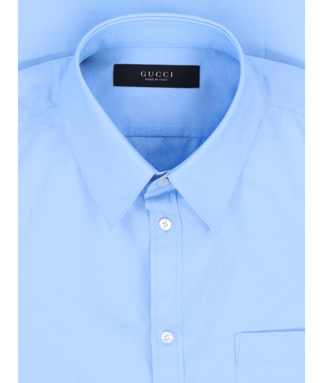 GUCCI Голубая хлопковая кэжуал рубашка, фото 3
