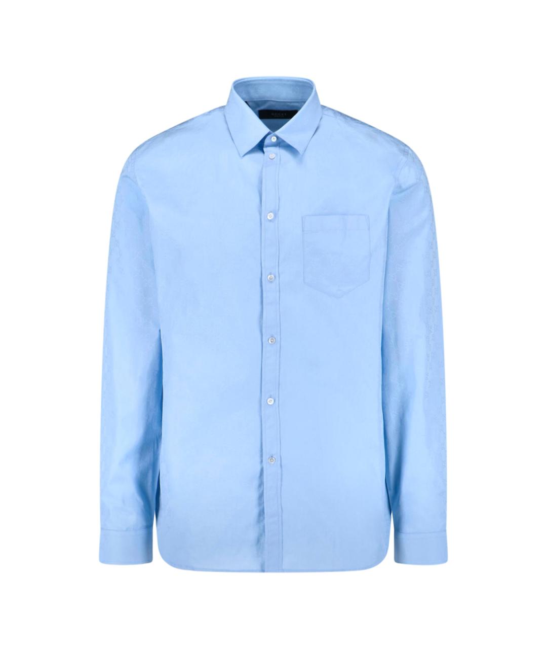 GUCCI Голубая хлопковая кэжуал рубашка, фото 1