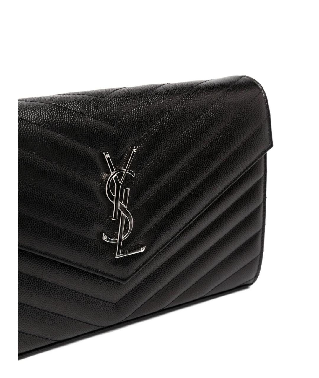 SAINT LAURENT Черная кожаная сумка через плечо, фото 4