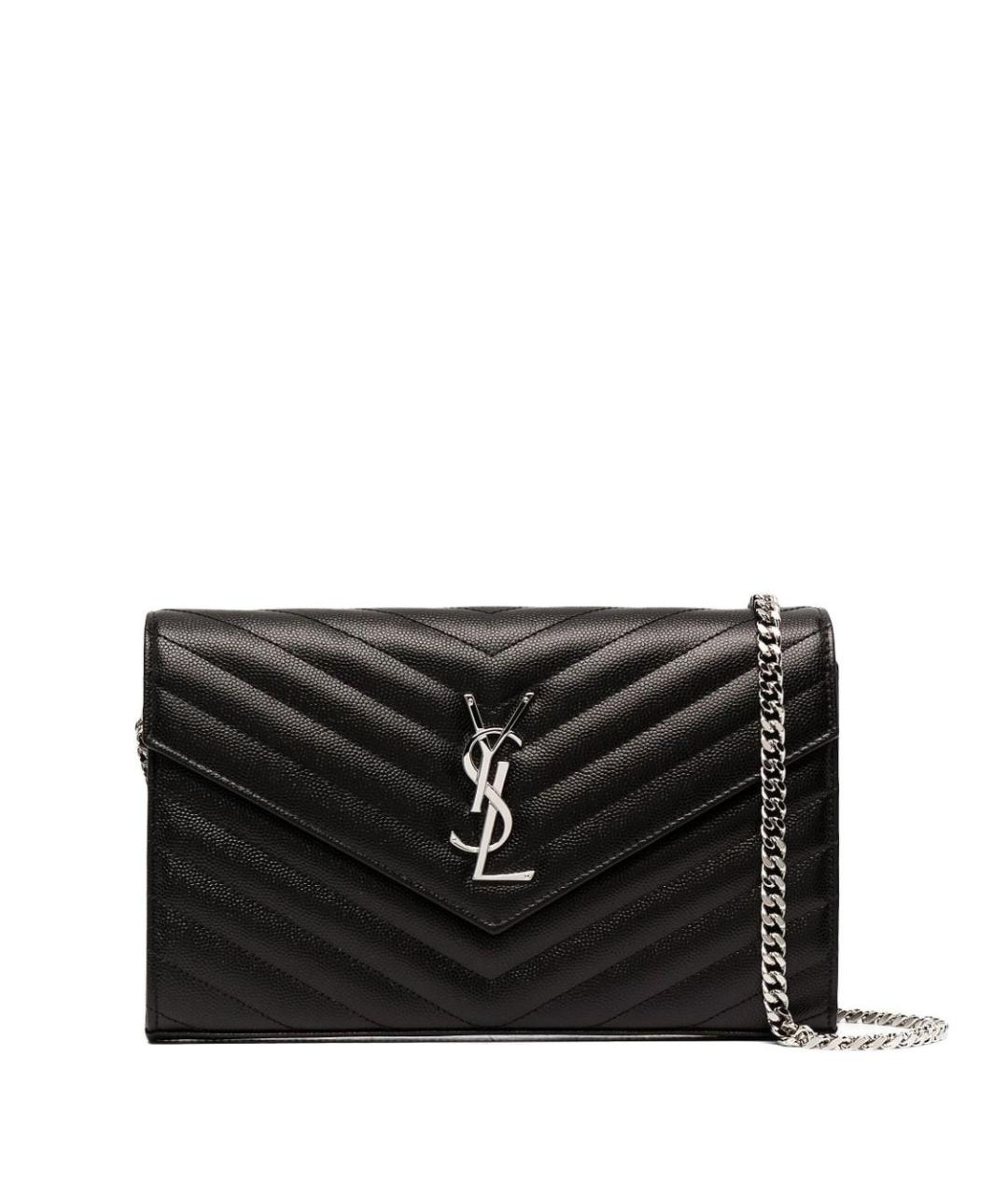 SAINT LAURENT Черная кожаная сумка через плечо, фото 1