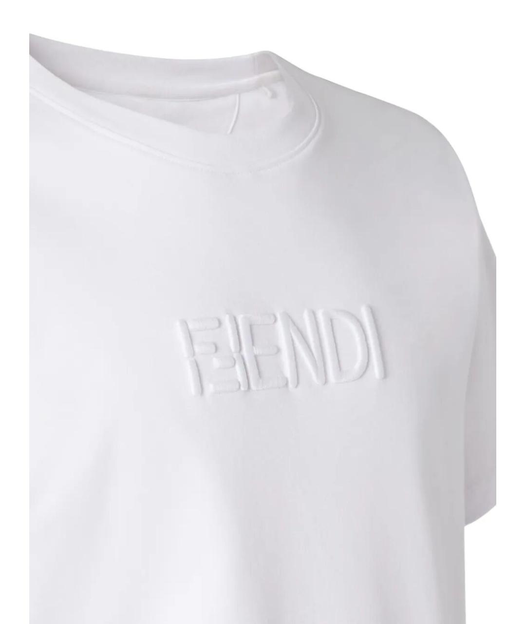 FENDI Белая хлопковая футболка, фото 3