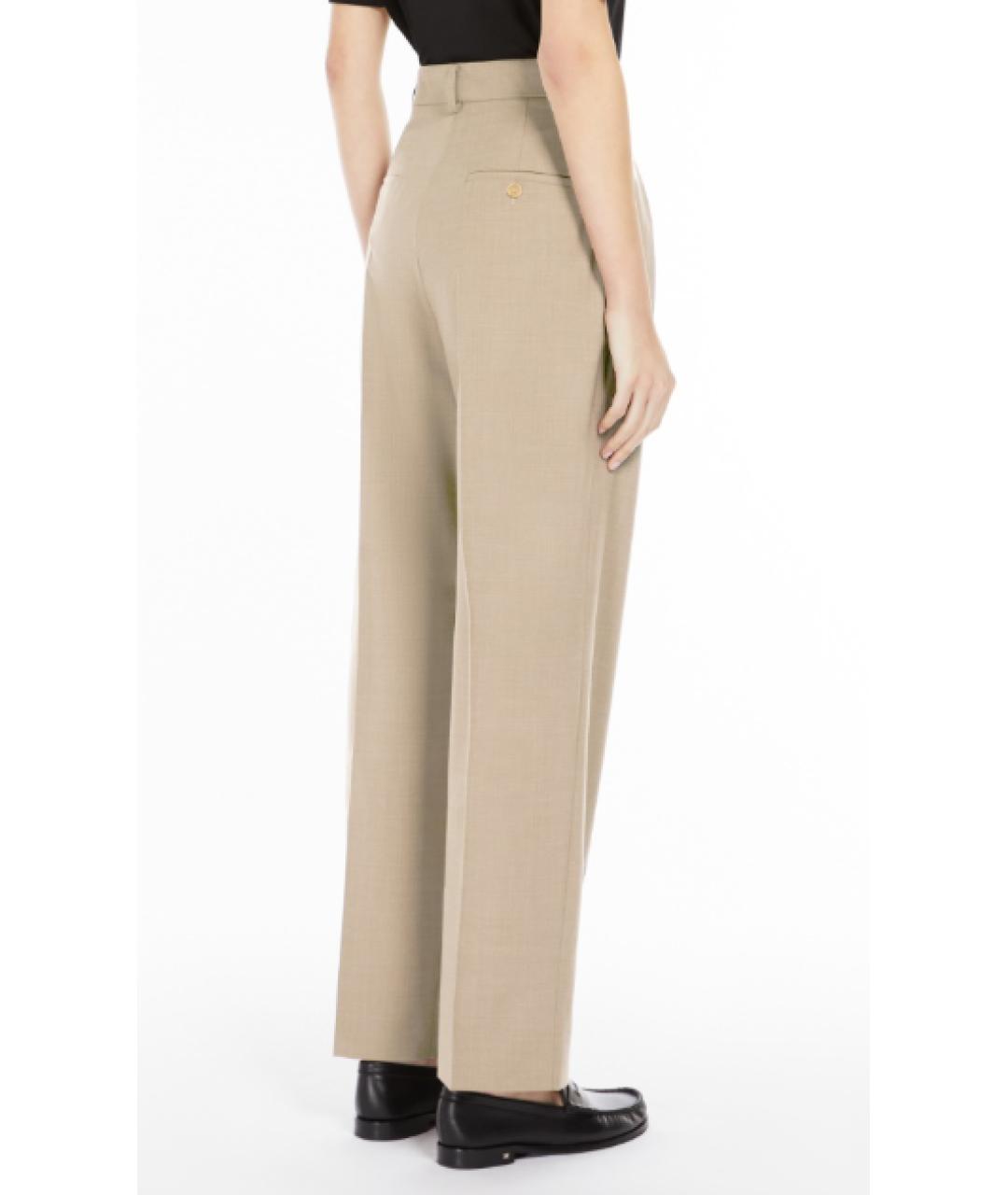 MAX MARA Бежевые шерстяные прямые брюки, фото 3