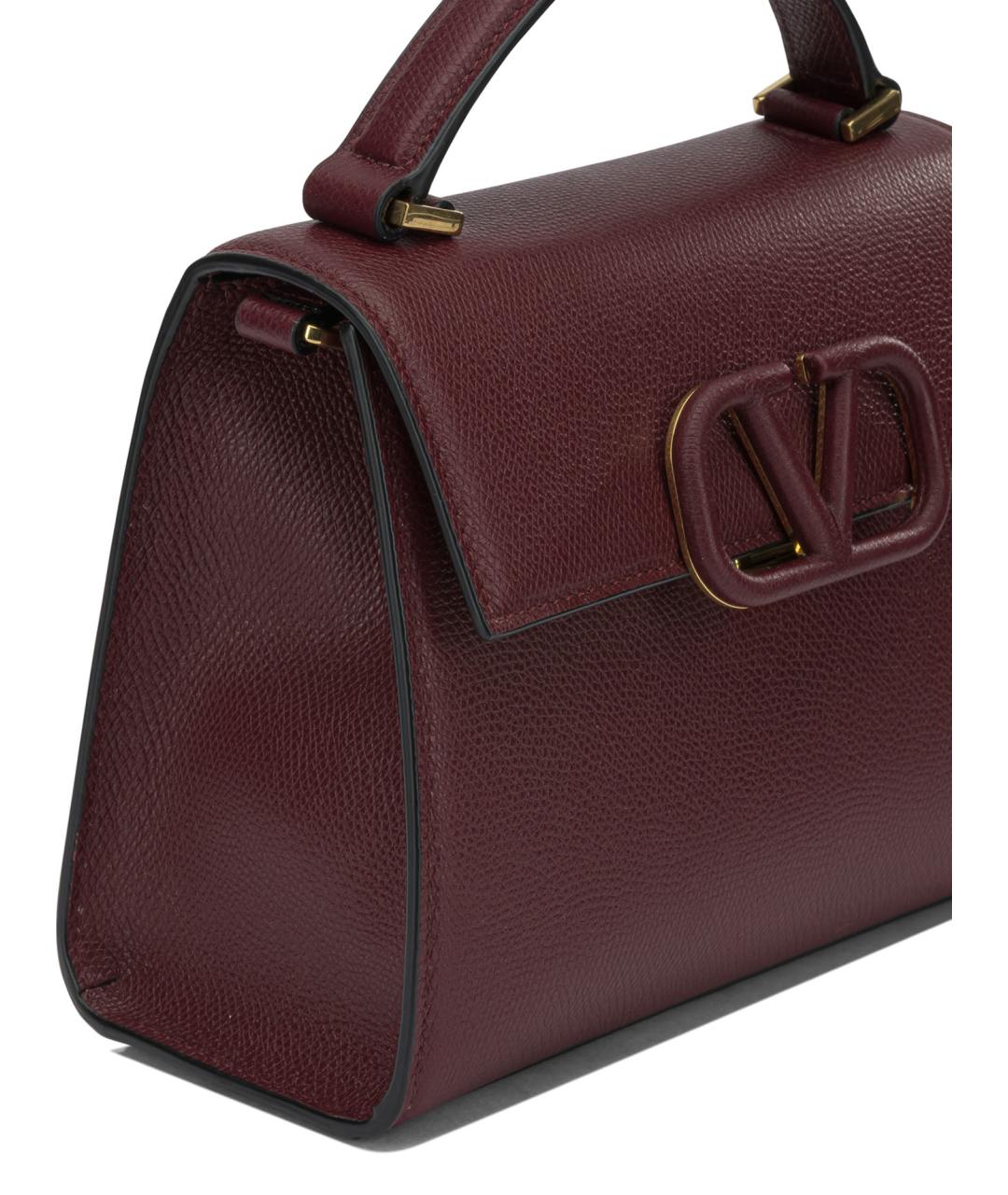 VALENTINO Бордовая кожаная сумка через плечо, фото 4