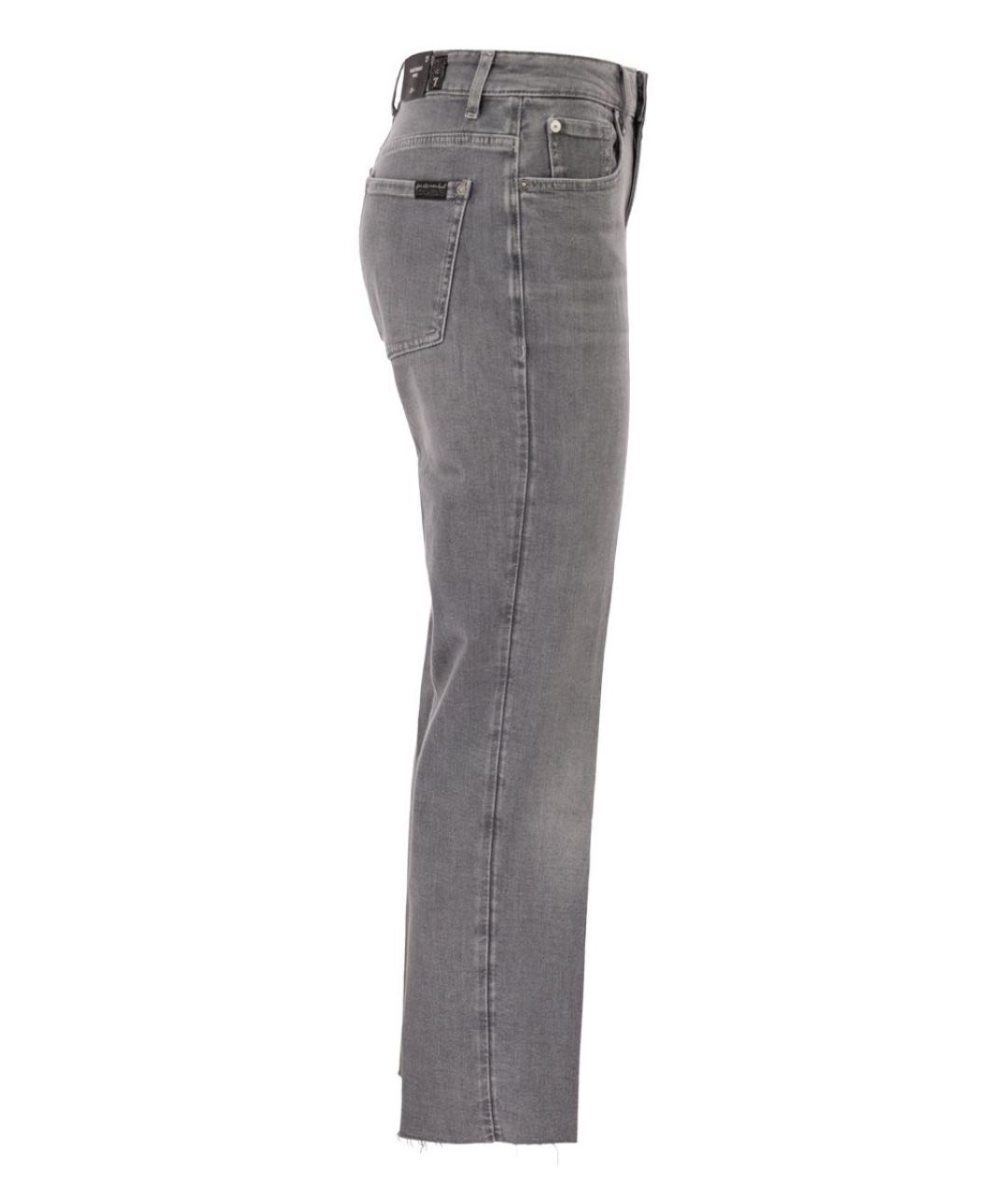 7 FOR ALL MANKIND Серые хлопковые прямые джинсы, фото 3