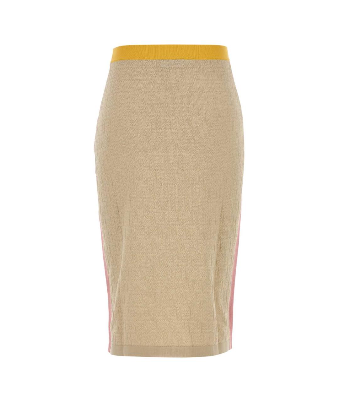 FENDI Бежевая хлопковая юбка миди, фото 2