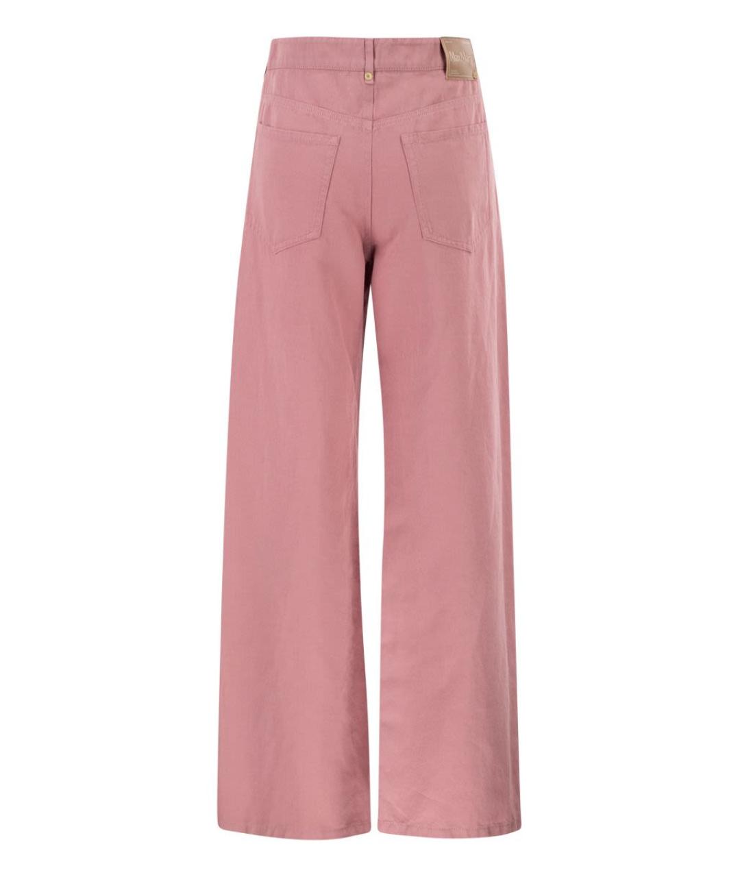 'S MAX MARA Розовые хлопковые прямые брюки, фото 2