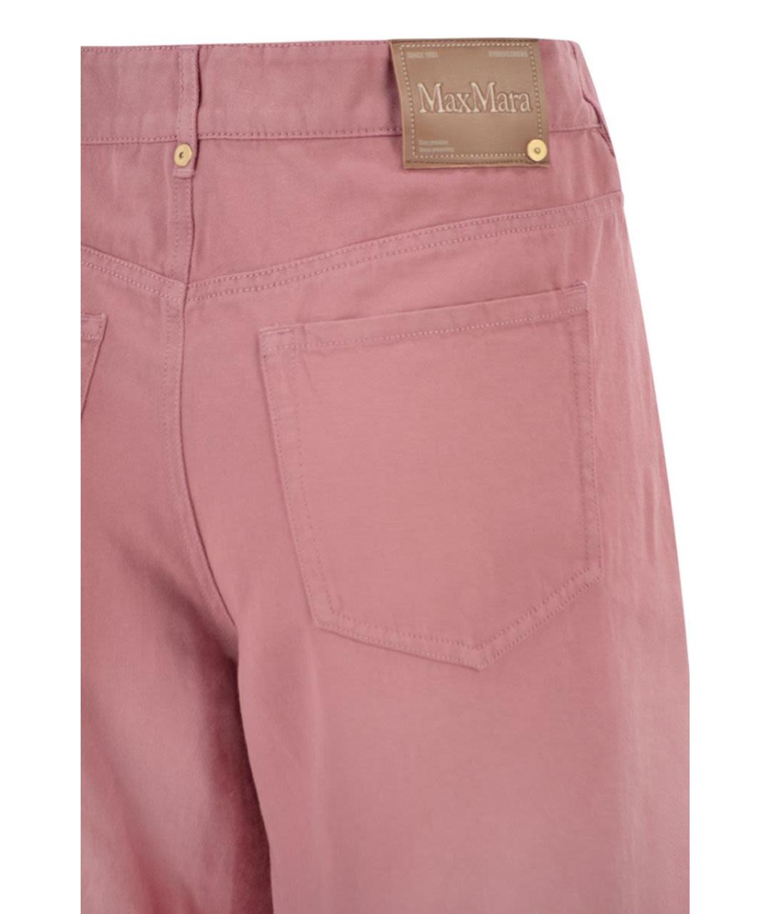 'S MAX MARA Розовые хлопковые прямые брюки, фото 4