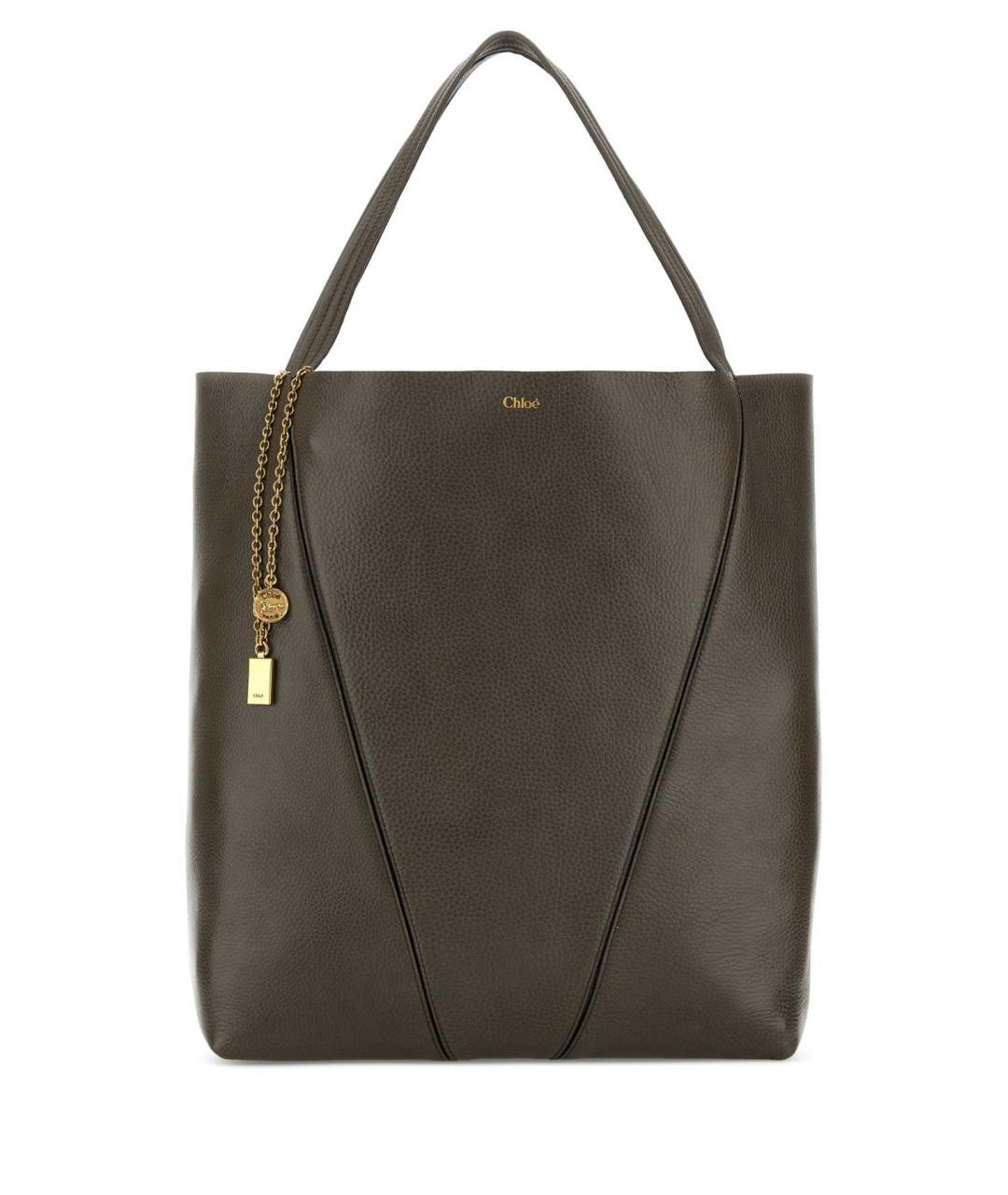 CHLOE Серая кожаная сумка с короткими ручками, фото 3