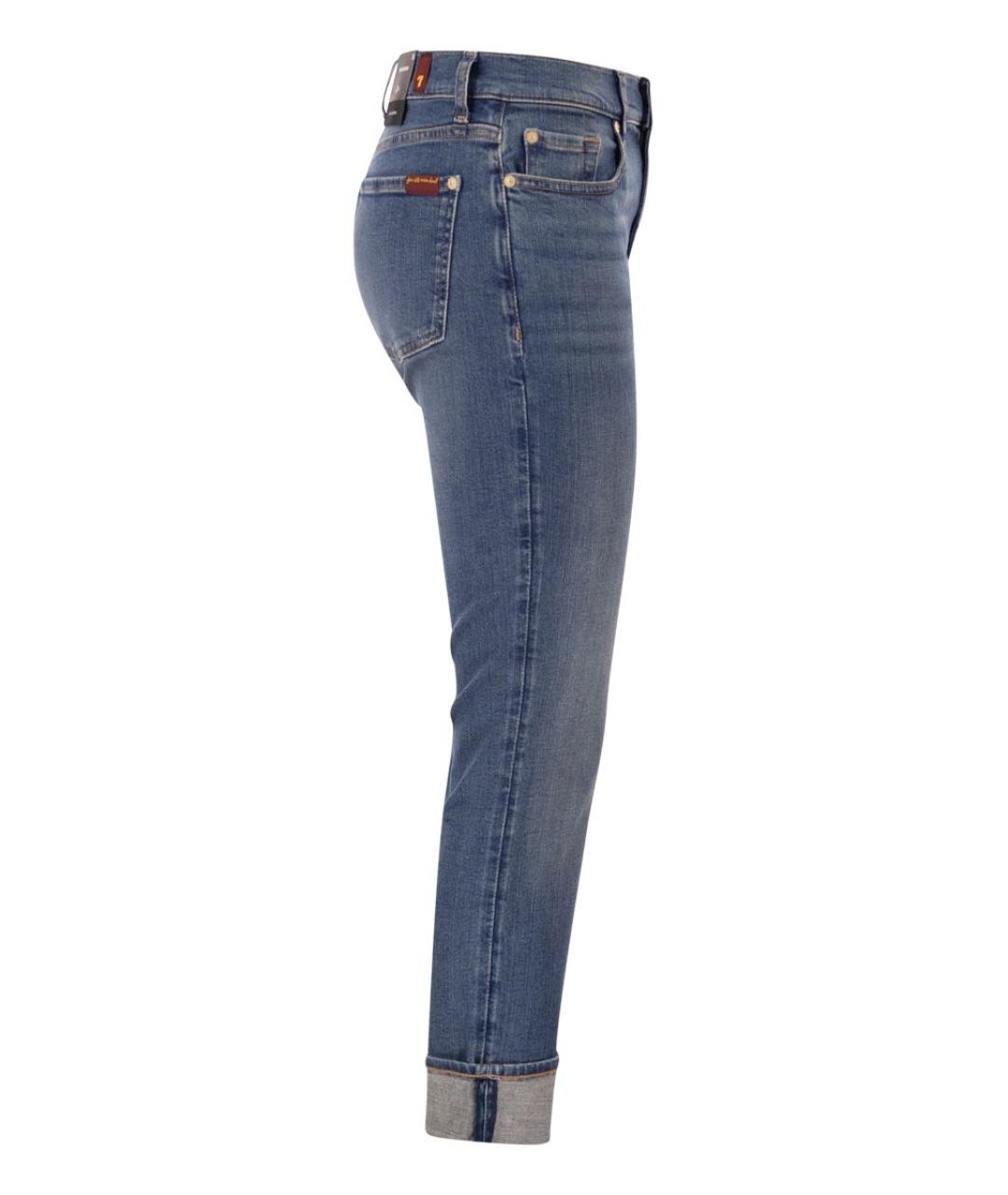 7 FOR ALL MANKIND Синие хлопковые прямые джинсы, фото 3