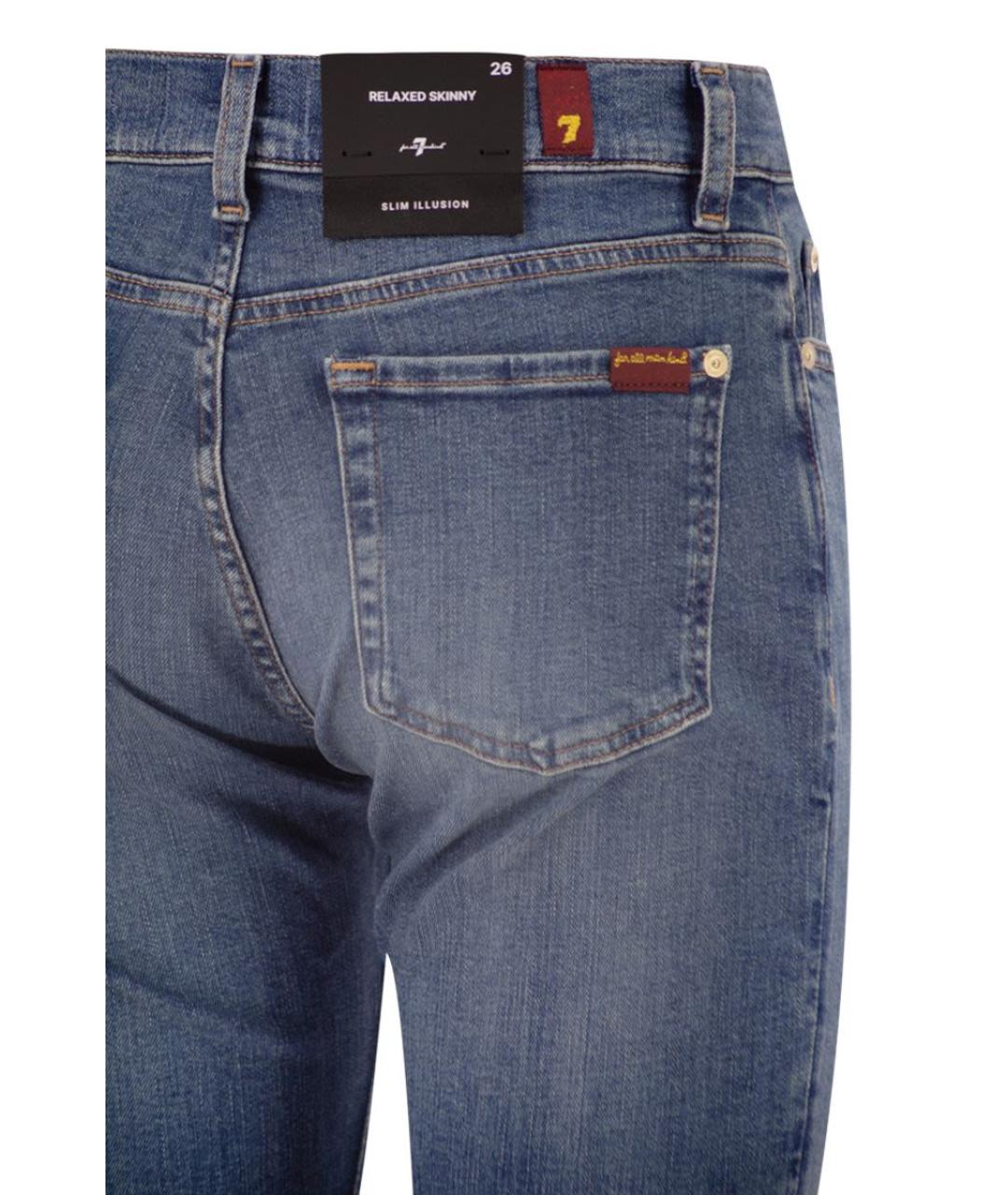 7 FOR ALL MANKIND Синие хлопковые прямые джинсы, фото 4