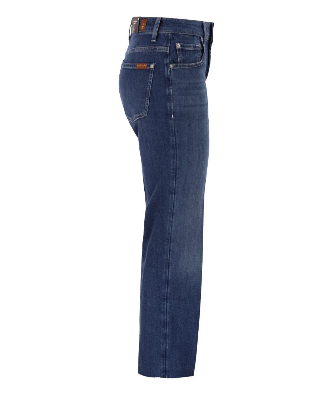 7 FOR ALL MANKIND Синие хлопковые прямые джинсы, фото 3