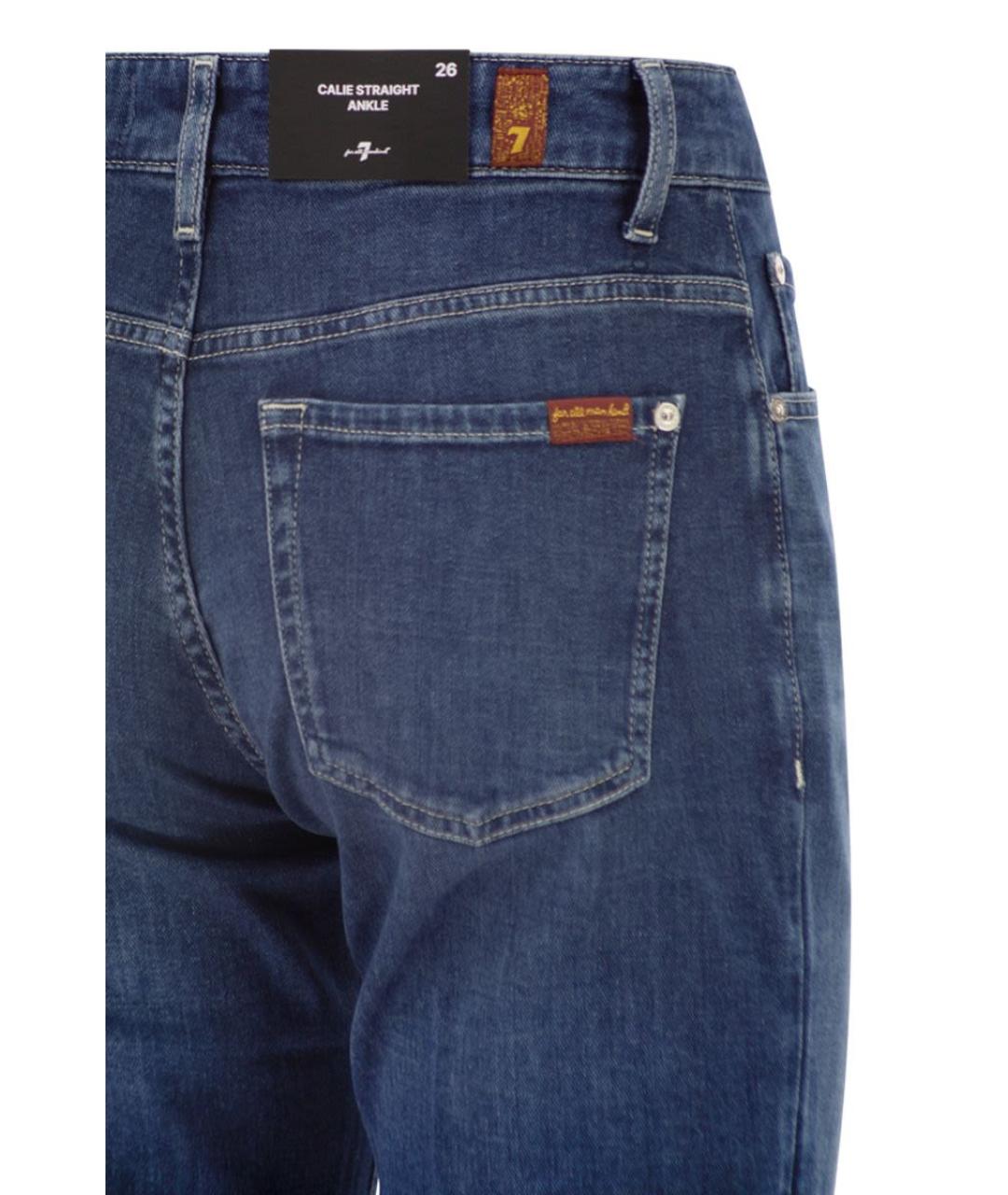 7 FOR ALL MANKIND Синие хлопковые прямые джинсы, фото 4