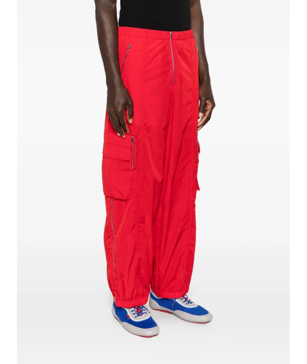 FENDI Красные полиамидовые повседневные брюки, фото 3