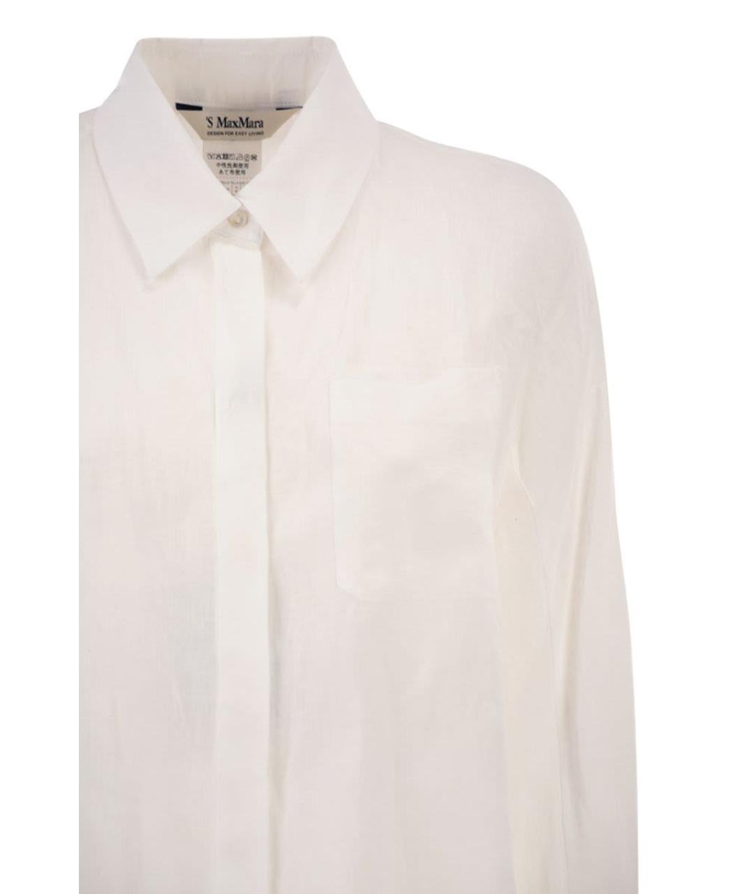 'S MAX MARA Белая льняная рубашка, фото 4