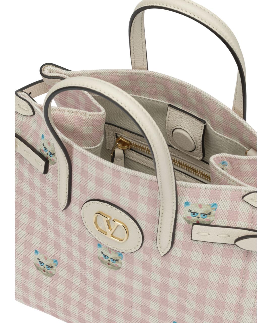 VALENTINO Розовая хлопковая сумка с короткими ручками, фото 5