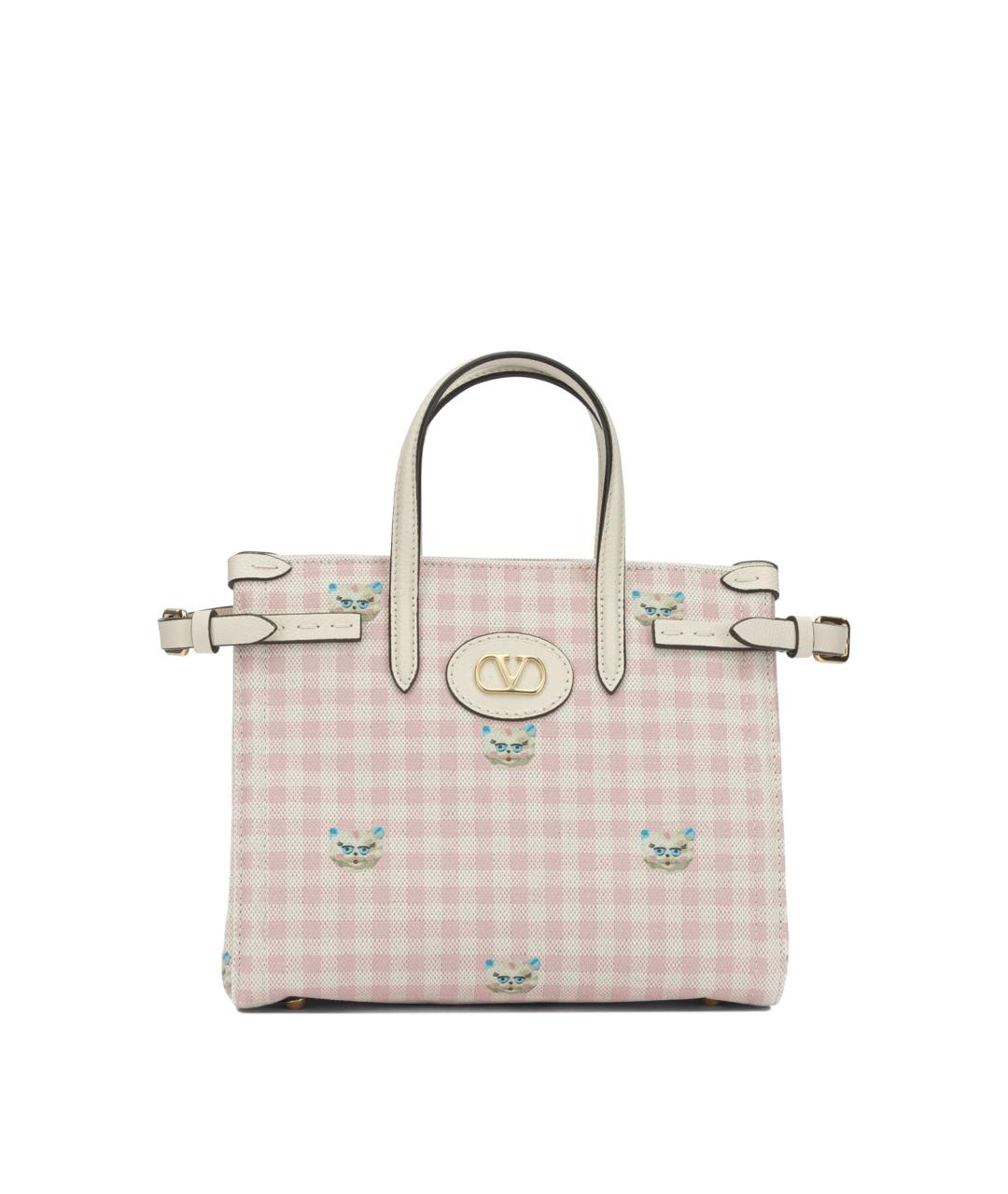 VALENTINO Розовая хлопковая сумка с короткими ручками, фото 1